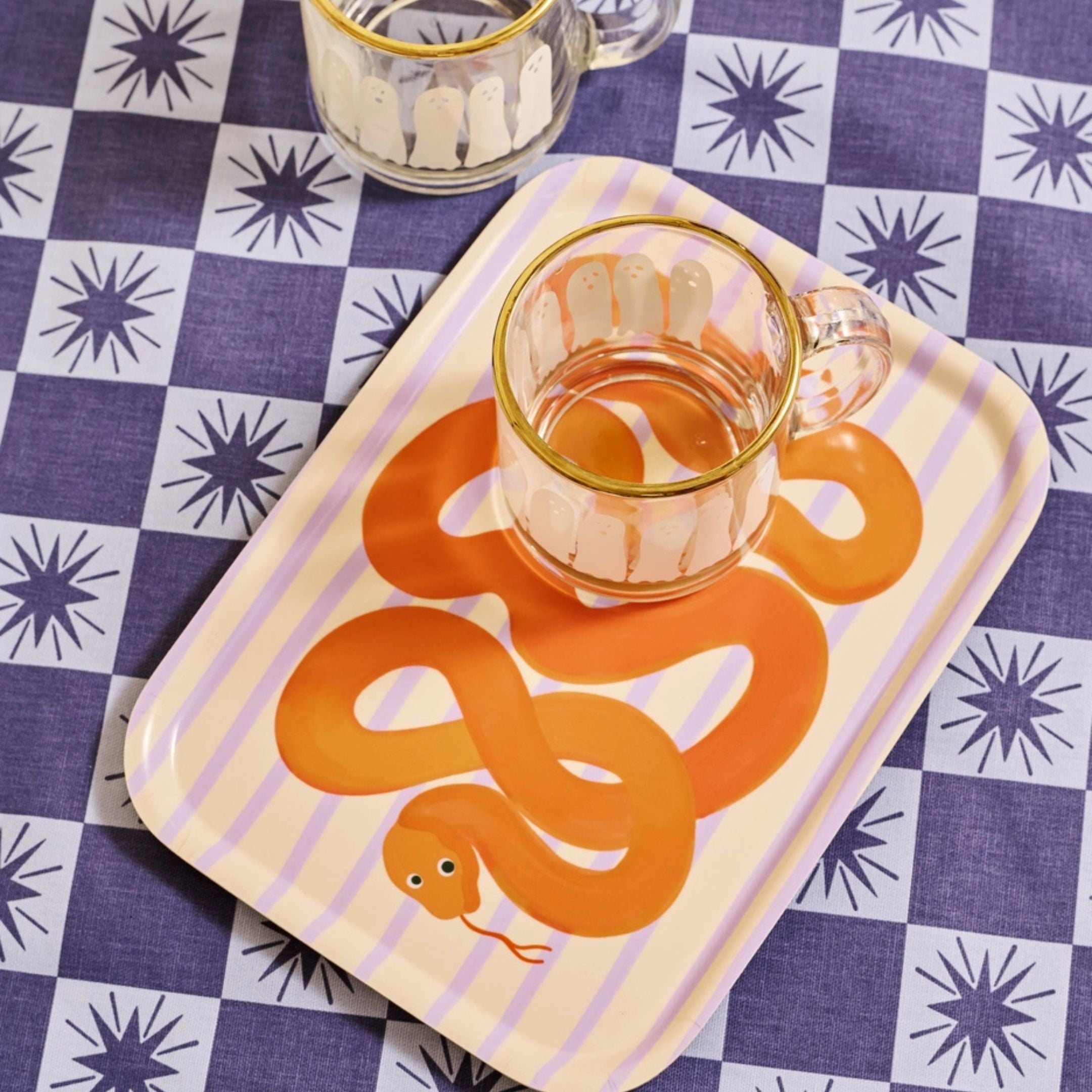 Twisted Snake Striped Bent Birch Serving Tray