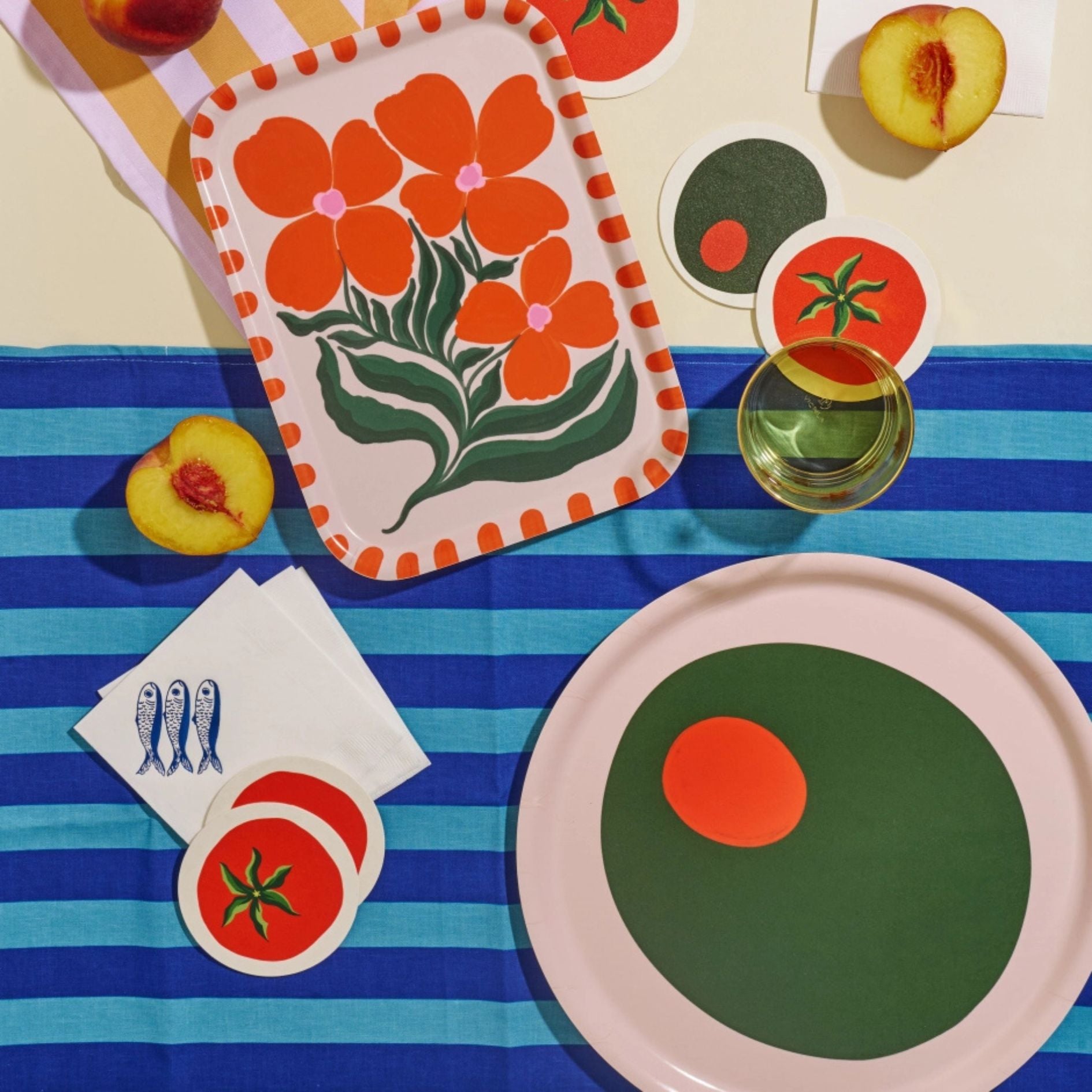 Pimento Olive Bent Birch Serving Tray Platter