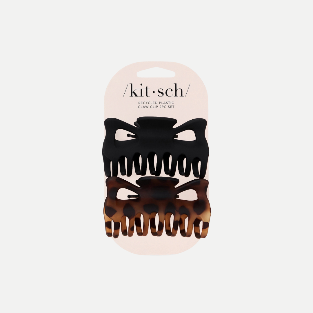 Large Claw Clip - Black & Tort - Set of 2