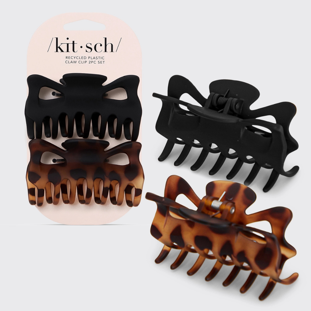 Large Claw Clip - Black & Tort - Set of 2