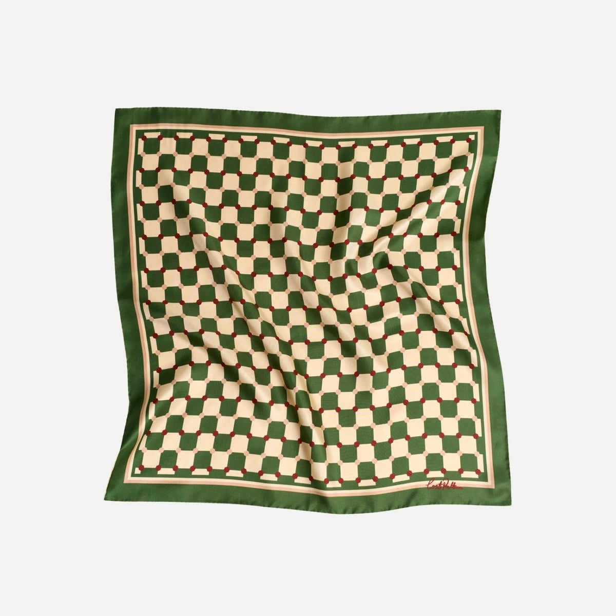 Checkerboard Silk Bandana - Green