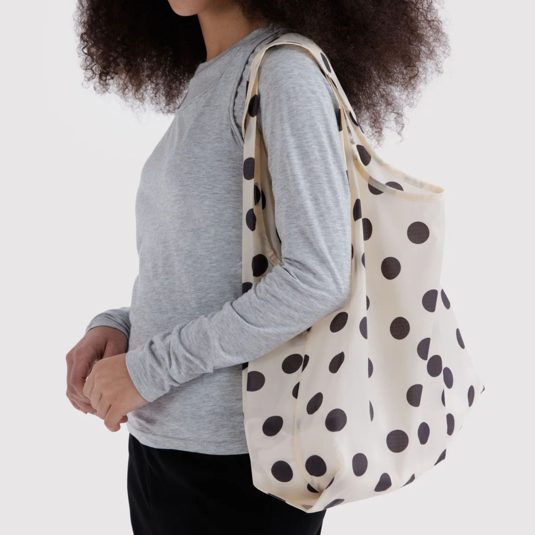 Cream and Black Polka Dot - Standard Baggu