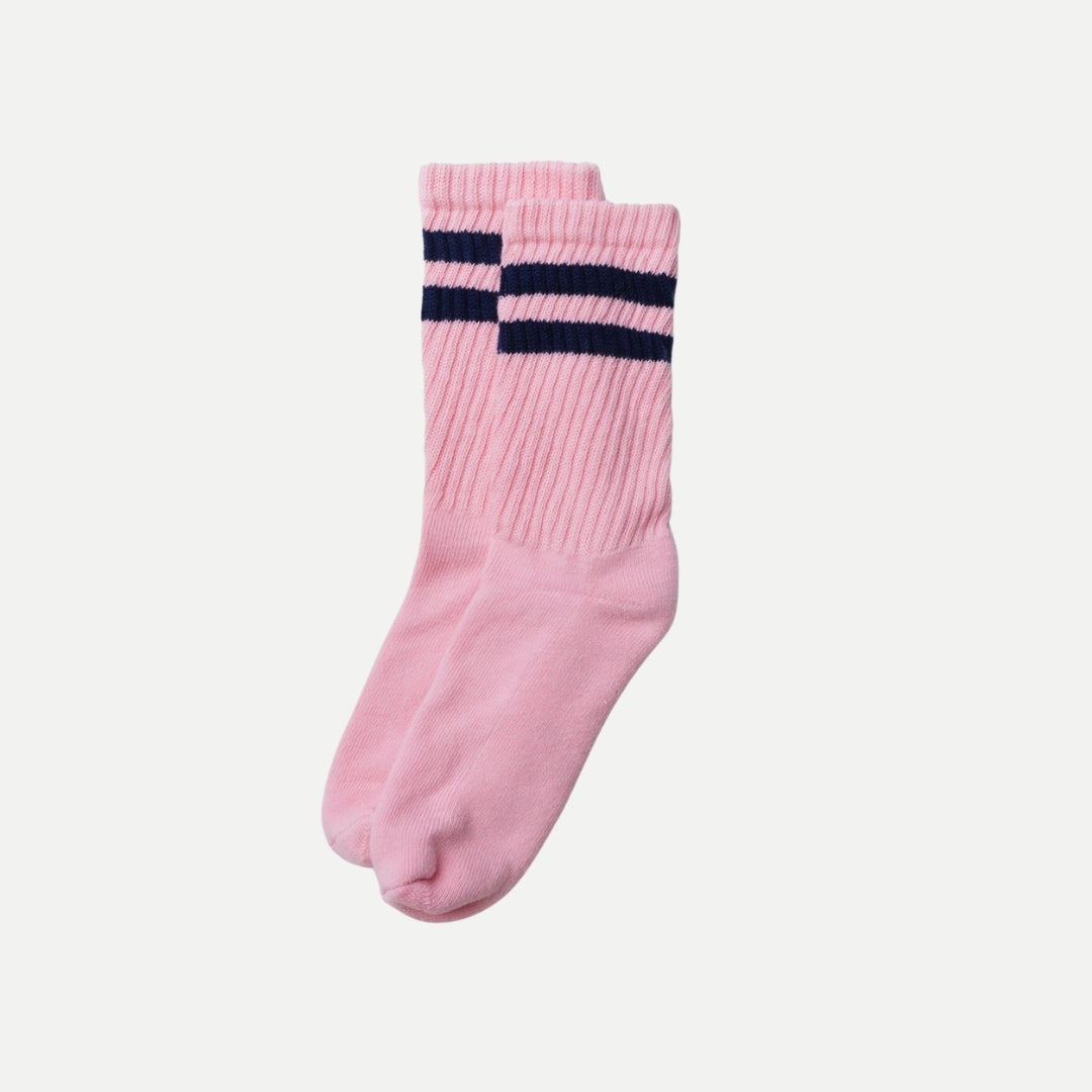 Retro Double Stripe Socks - Pink