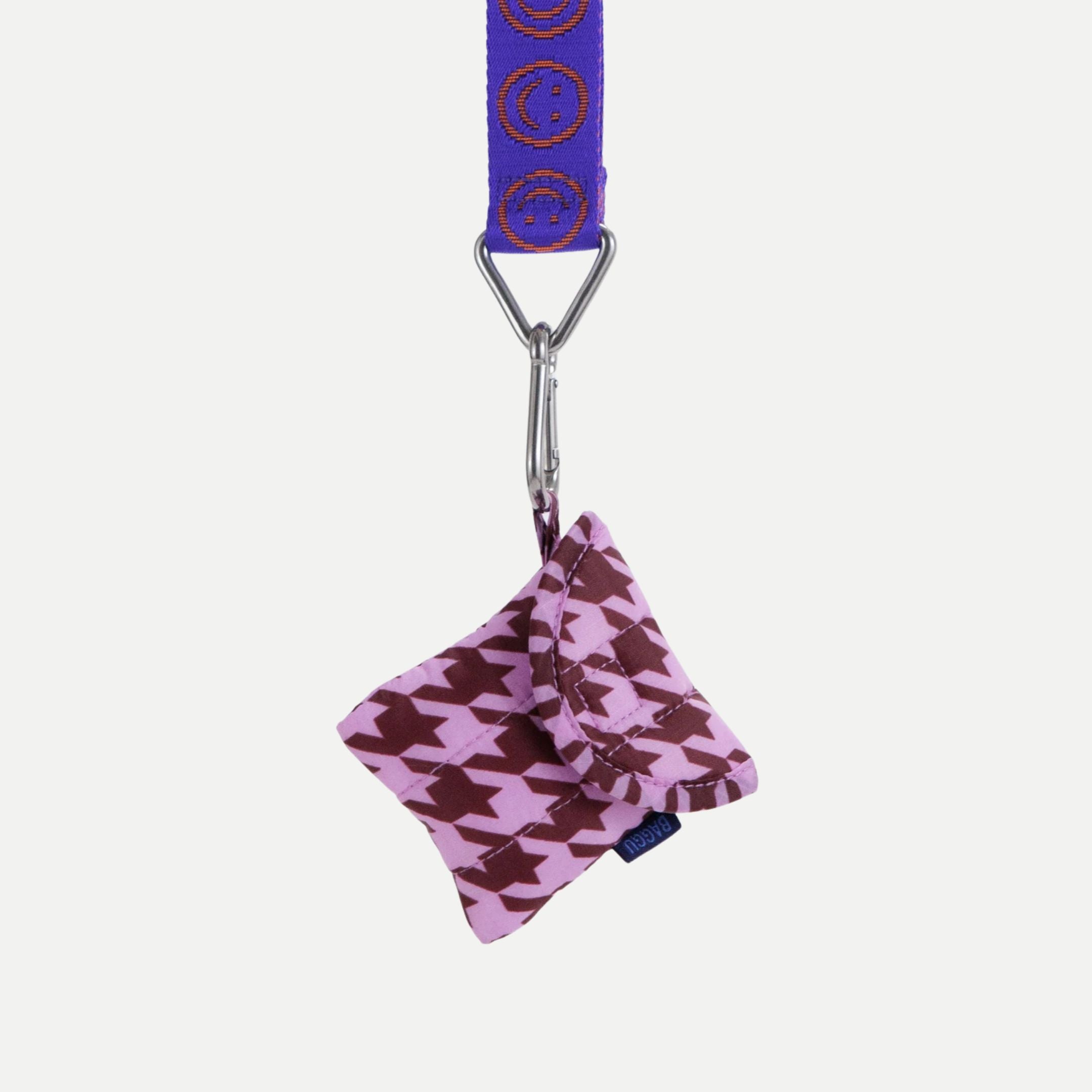Pink Houndstooth - Puffy Earbuds Case