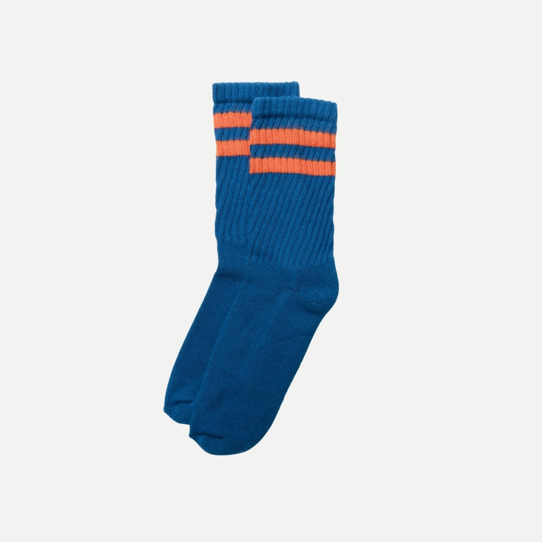 Retro Double Stripe Socks - Blue