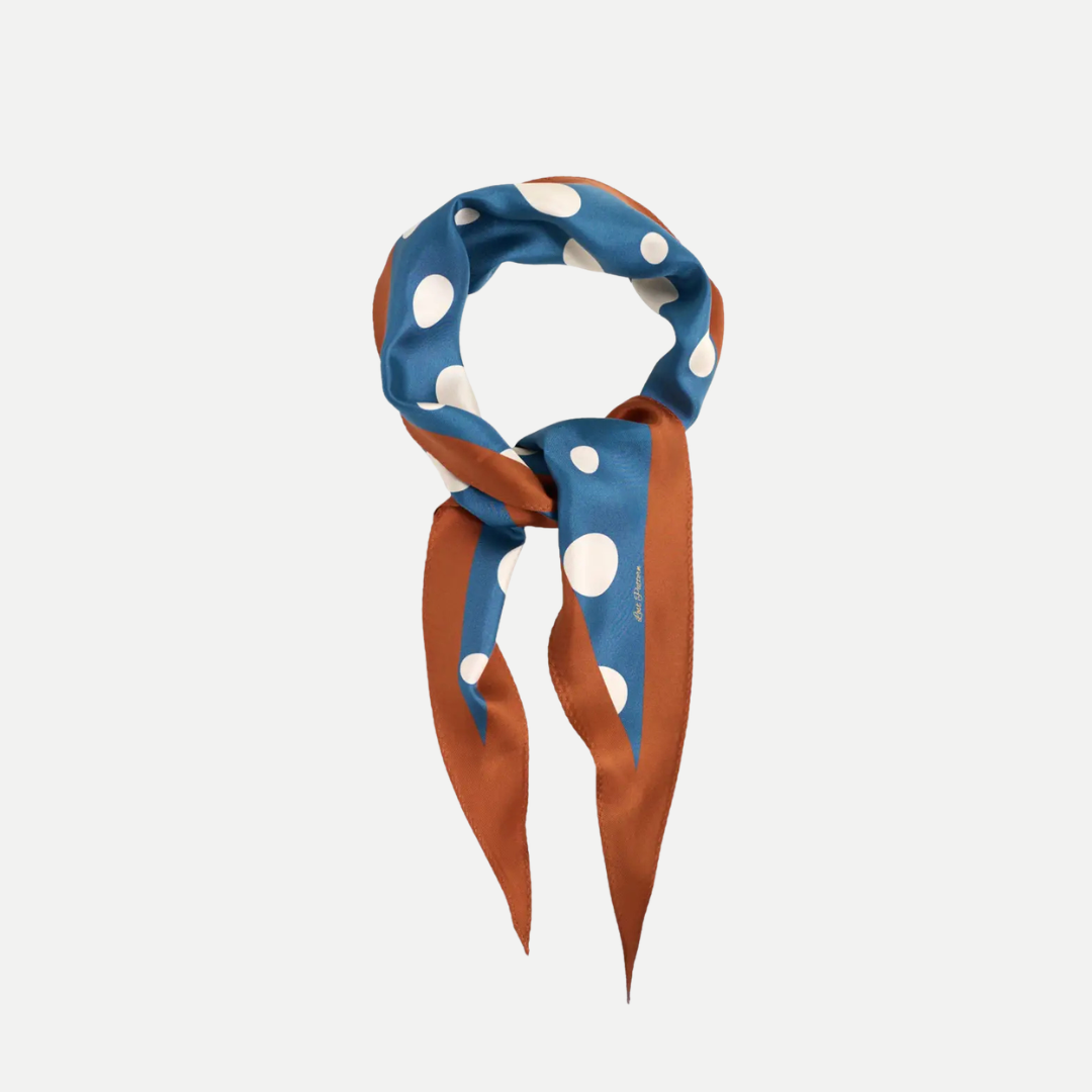 "Retro Polka" Silk Diamond Neckerchief - Salted Carame
