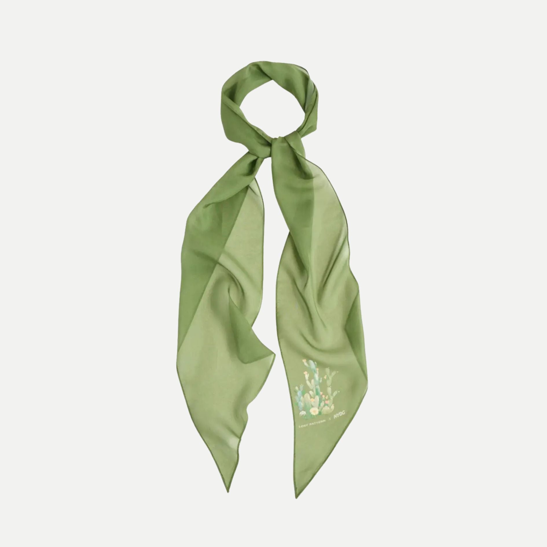 "Oasis Charms" Silk Chiffon Neck Scarf - Green