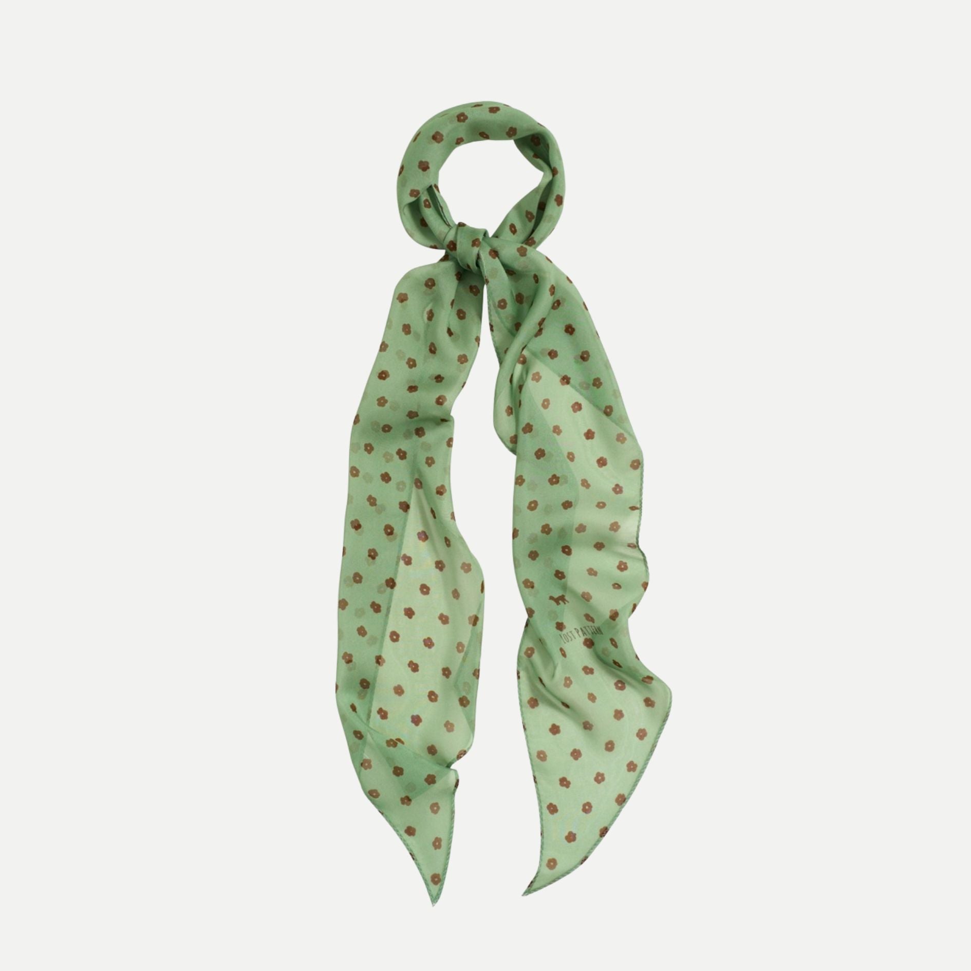 "Petal Veil" Silk Chiffon Neck Scarf - Matcha Green