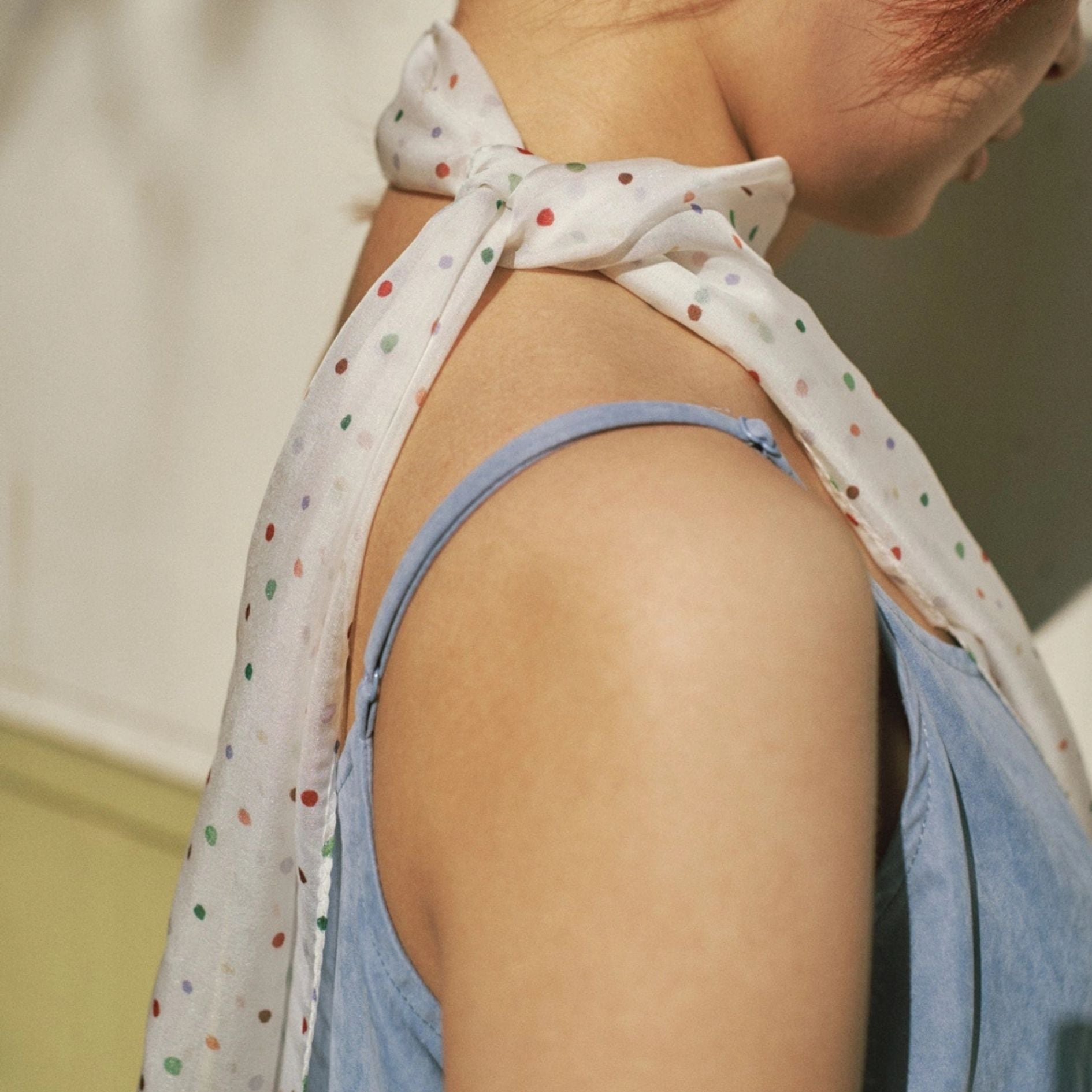 "Petal Veil" Silk Chiffon Neck Scarf - Rainbow Gummies