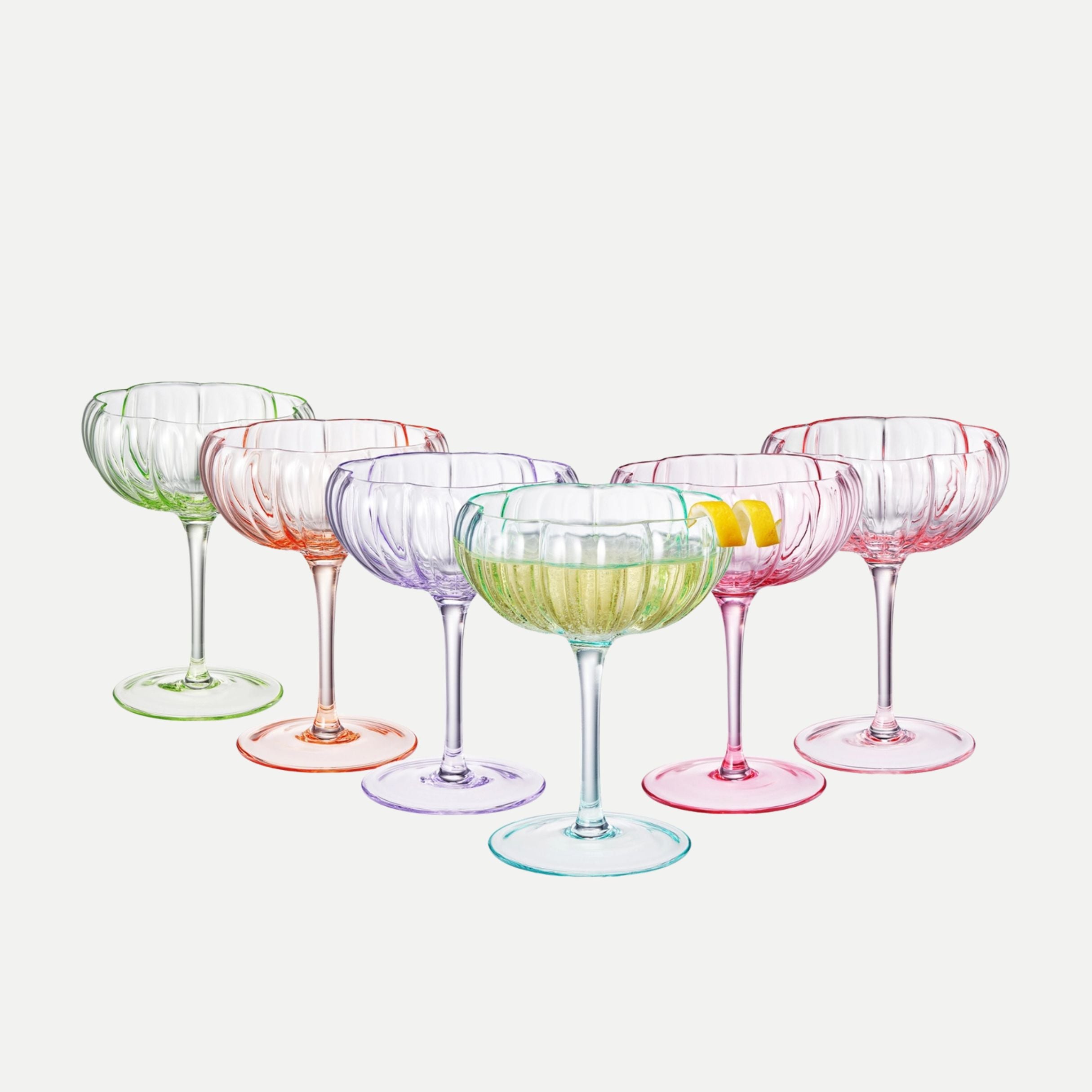 Flower Coupe Cocktail Glasses - Set of 6