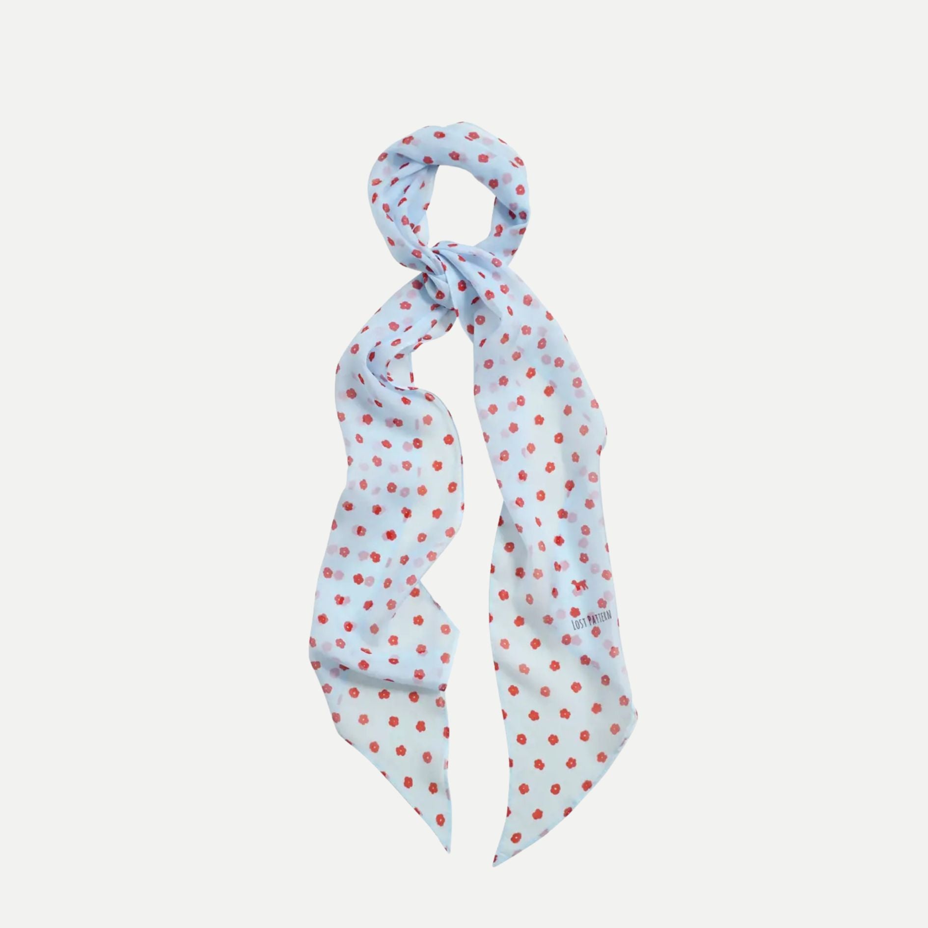"Petal Veil" Silk Chiffon Neck Scarf - Blue