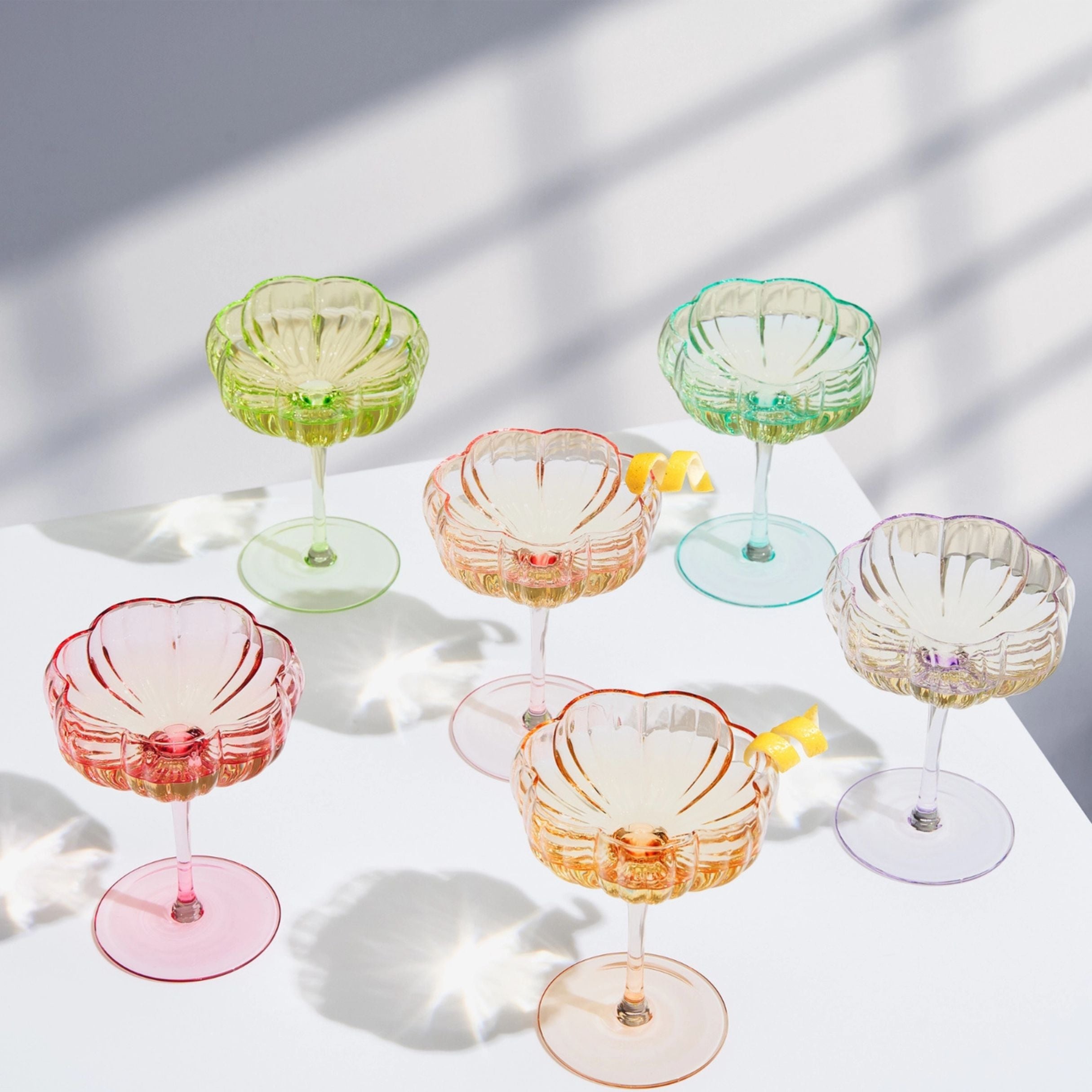 Flower Coupe Cocktail Glasses - Set of 6