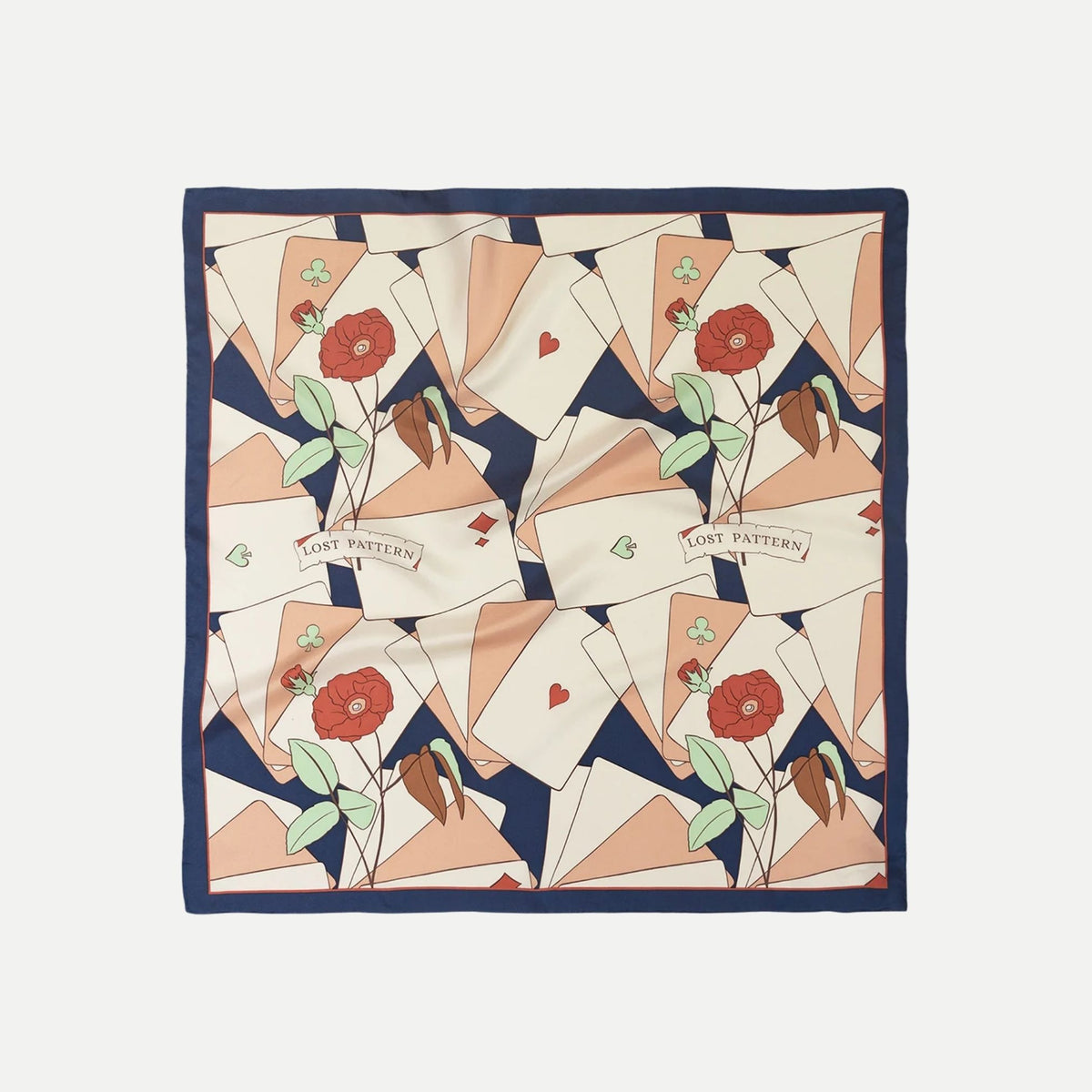 Camellia Silk Bandana Scarf - Dark Blue