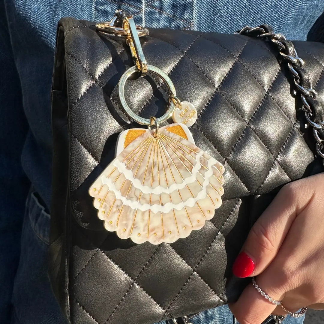 Hand Painted Seashell Bag Charm
