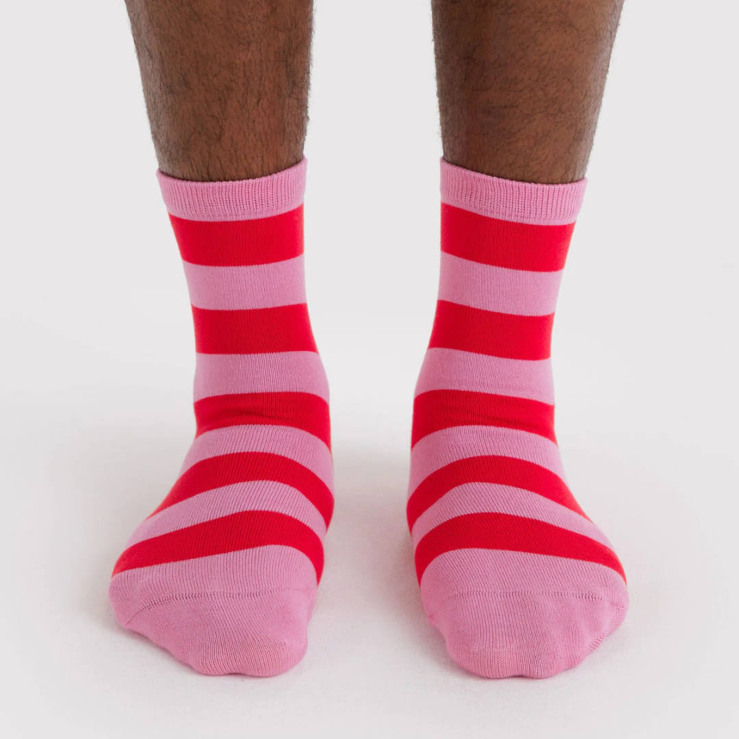 Pink Stripe - Crew Sock