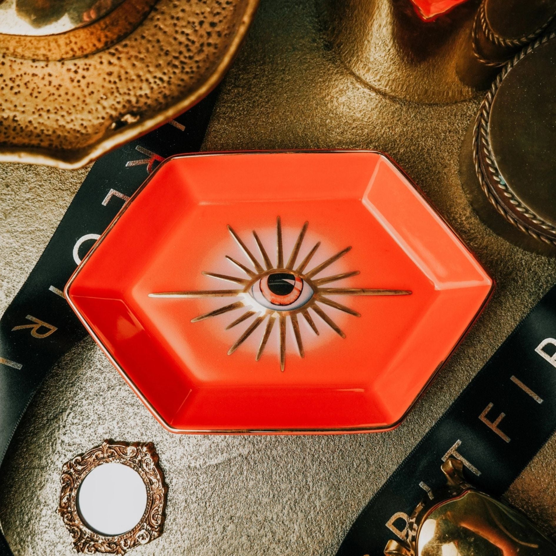 Evil Eye Trinket Dish Orange