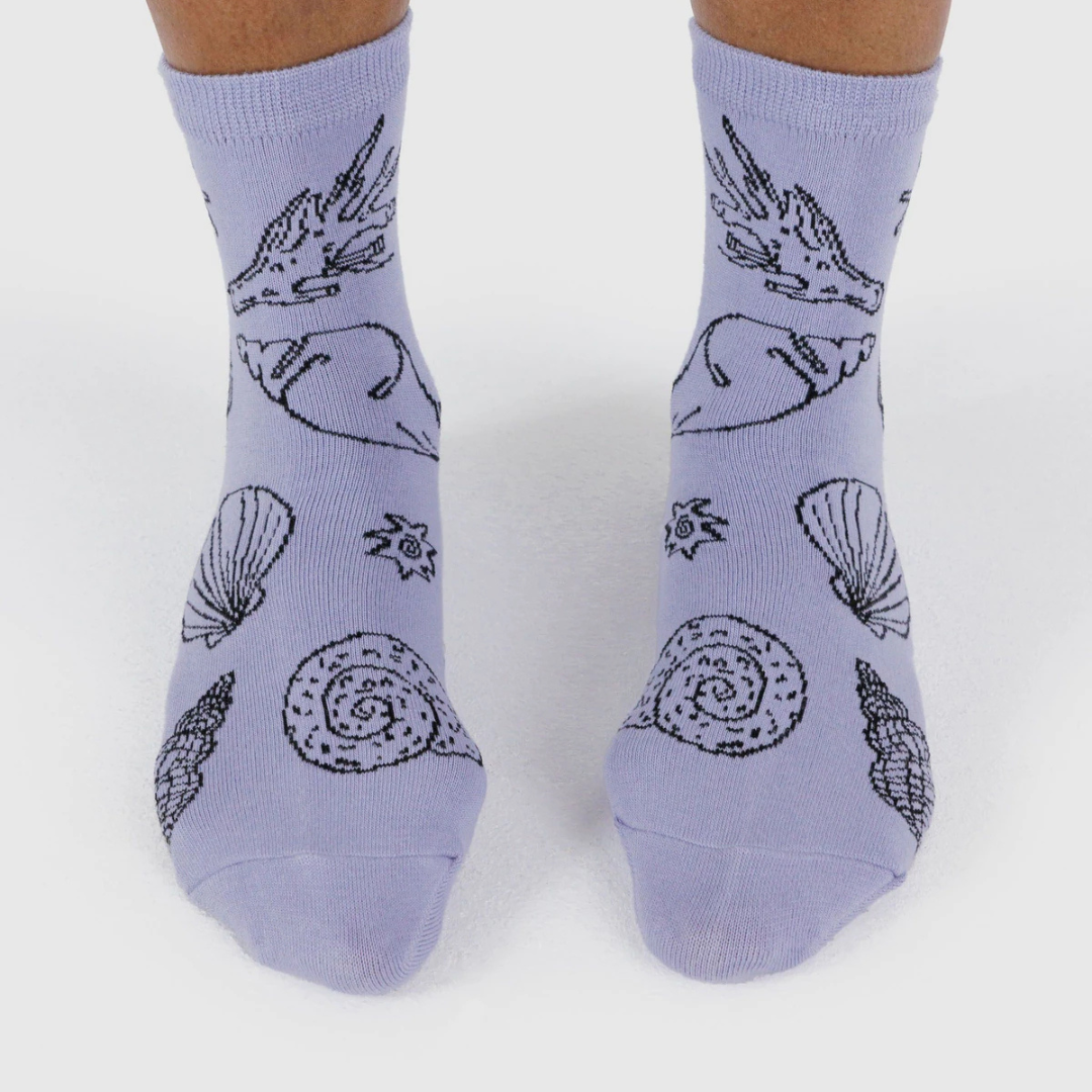 Shells Light Blue - Crew Sock