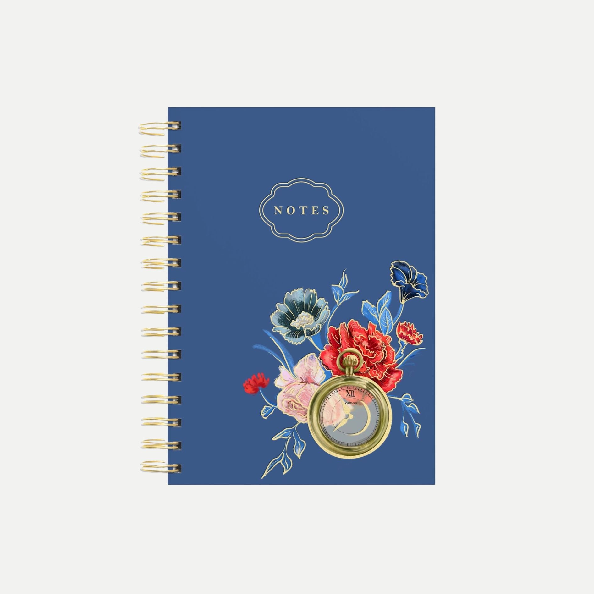 Floral Pocket Watch Spiral Notebook