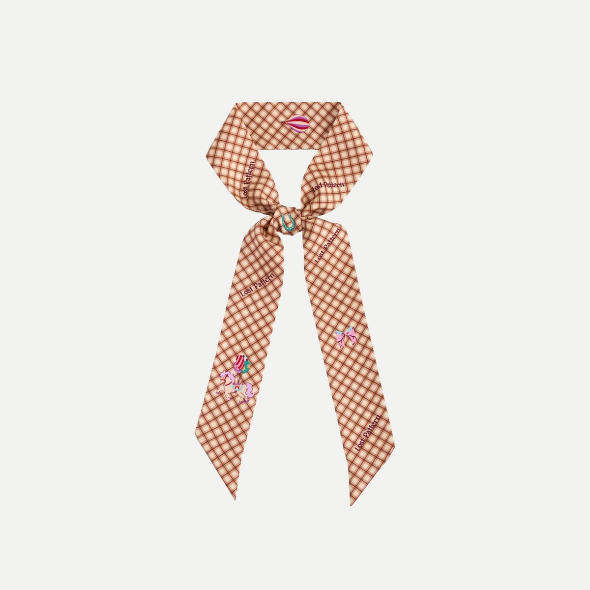 Pop Pony Silk Twill Skinny Scarf - Coffee