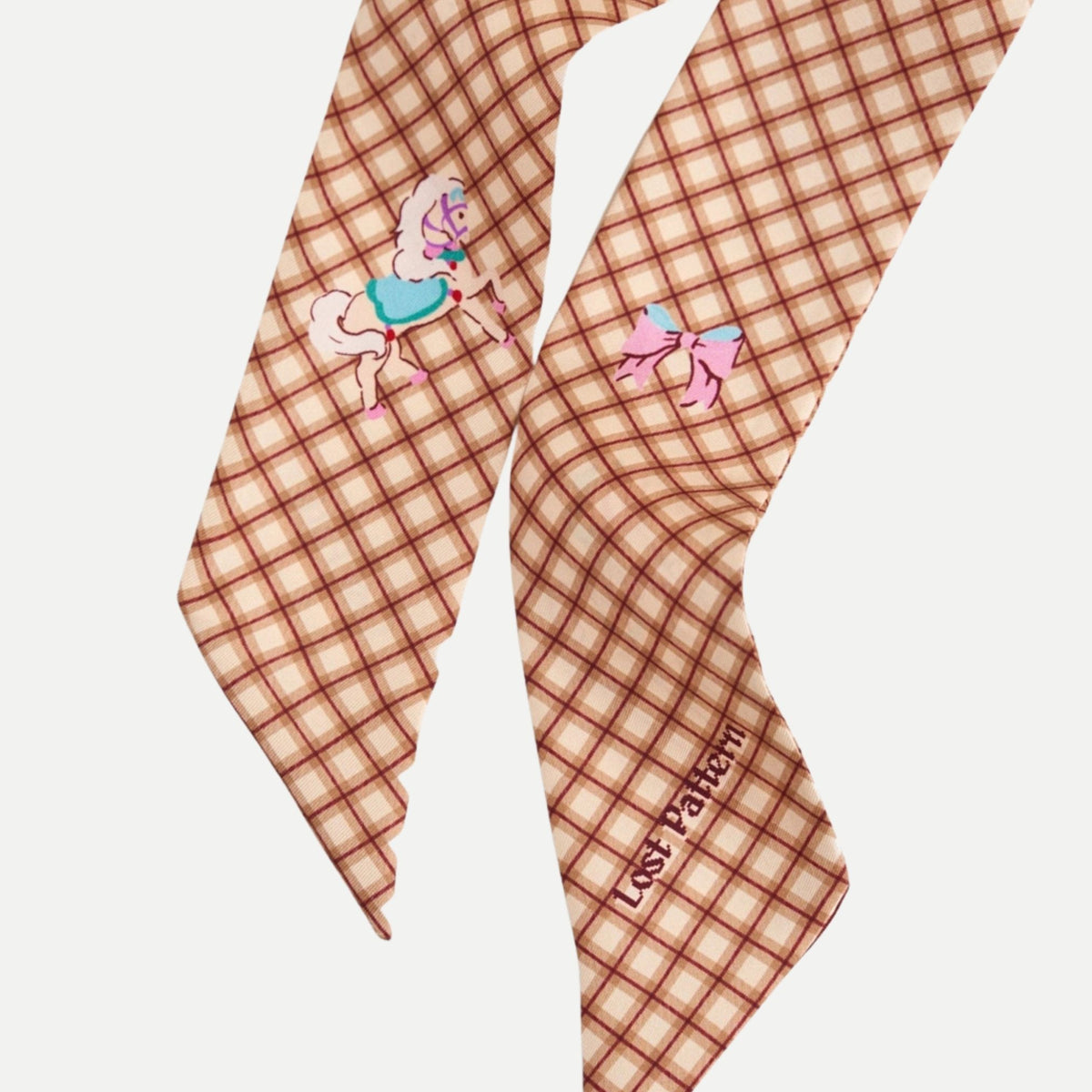 Pop Pony Silk Twill Skinny Scarf - Coffee