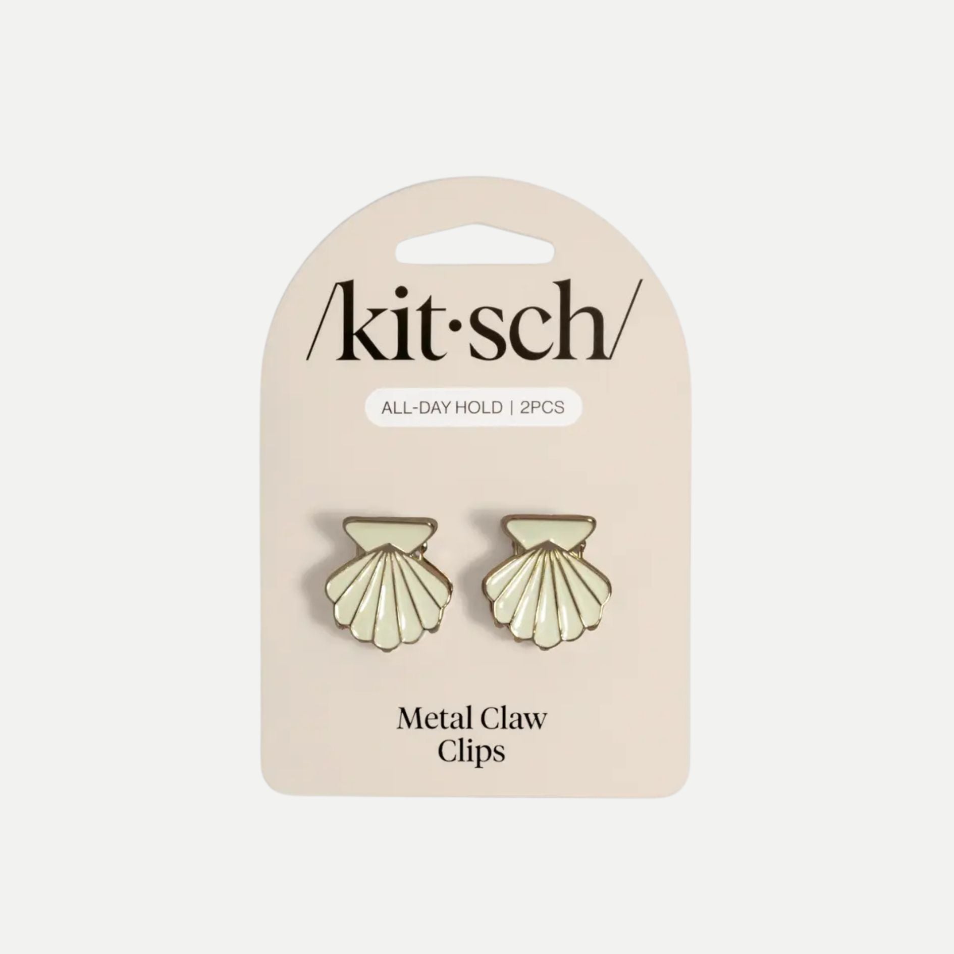 Metal Clam Shell Hair Clip - Gold & Pearlized Cream