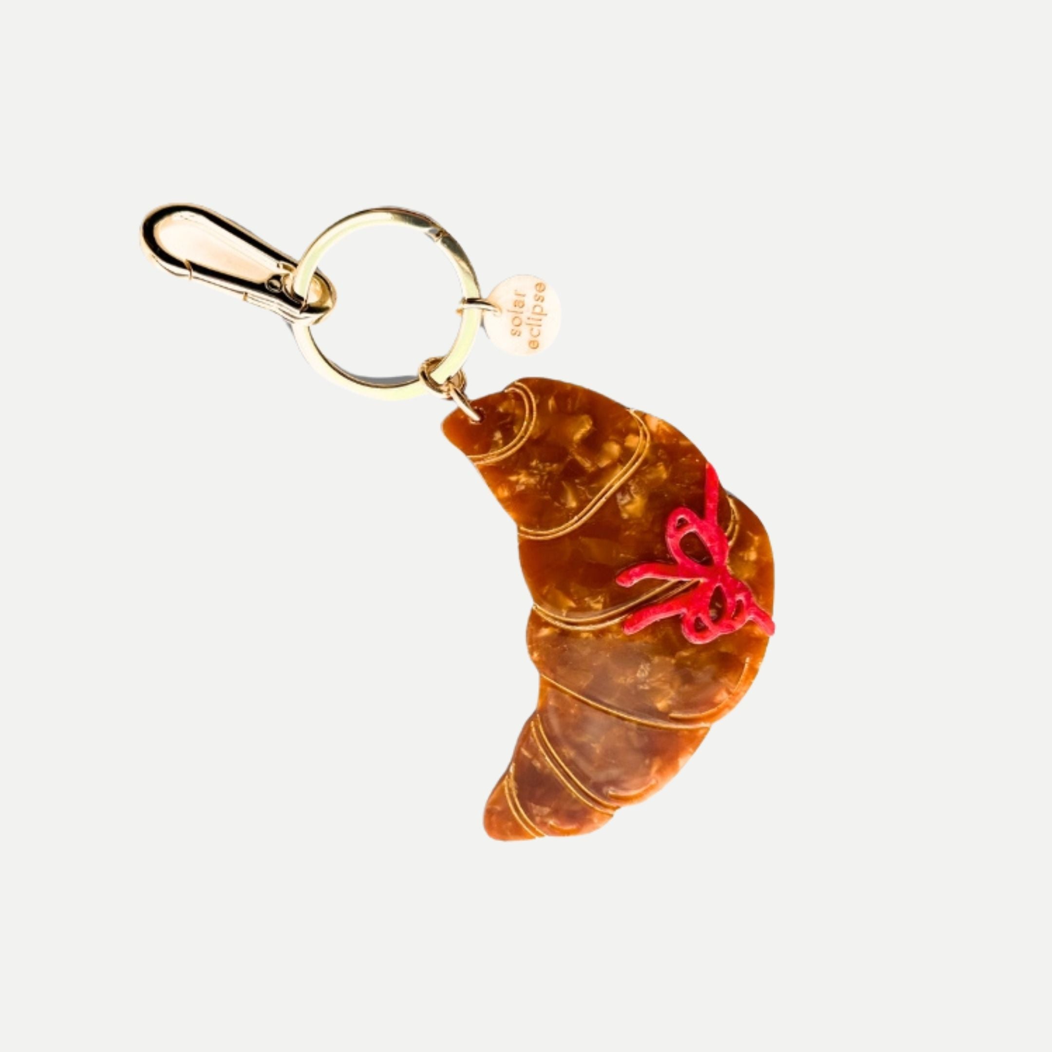 Hand-Painted Bow Croissant Bag Charm