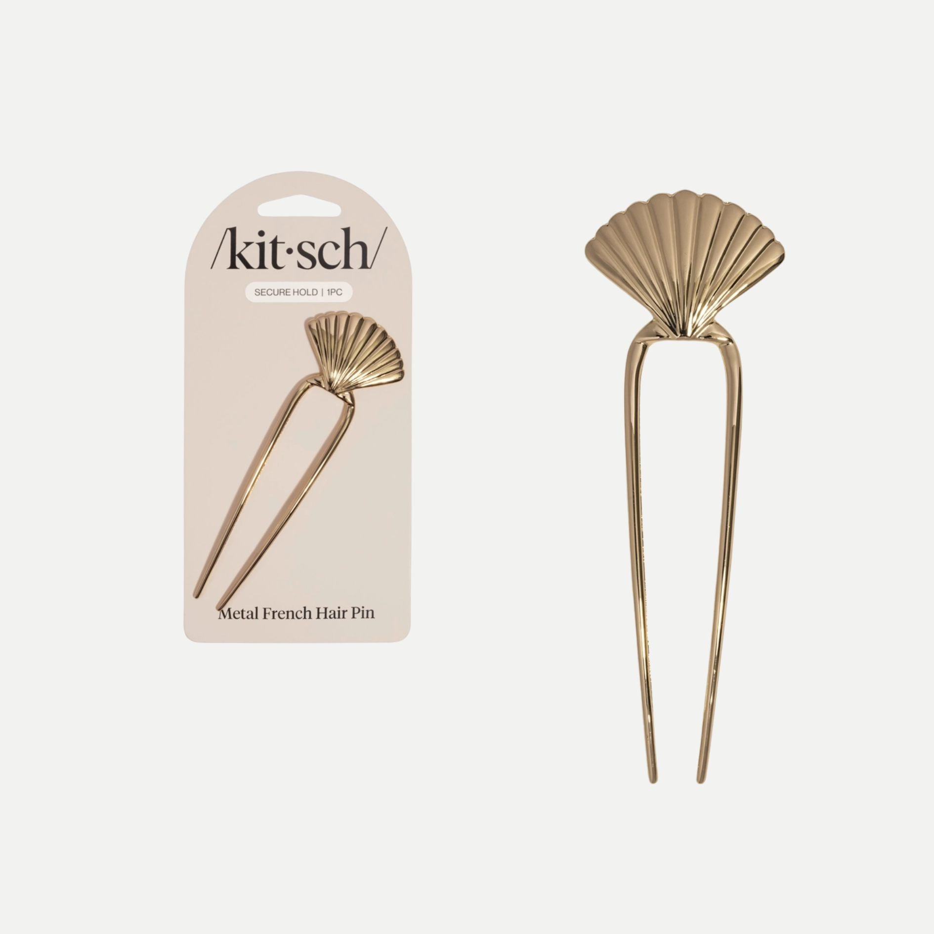 Metal Clam Shell French Hair Pin - Gold