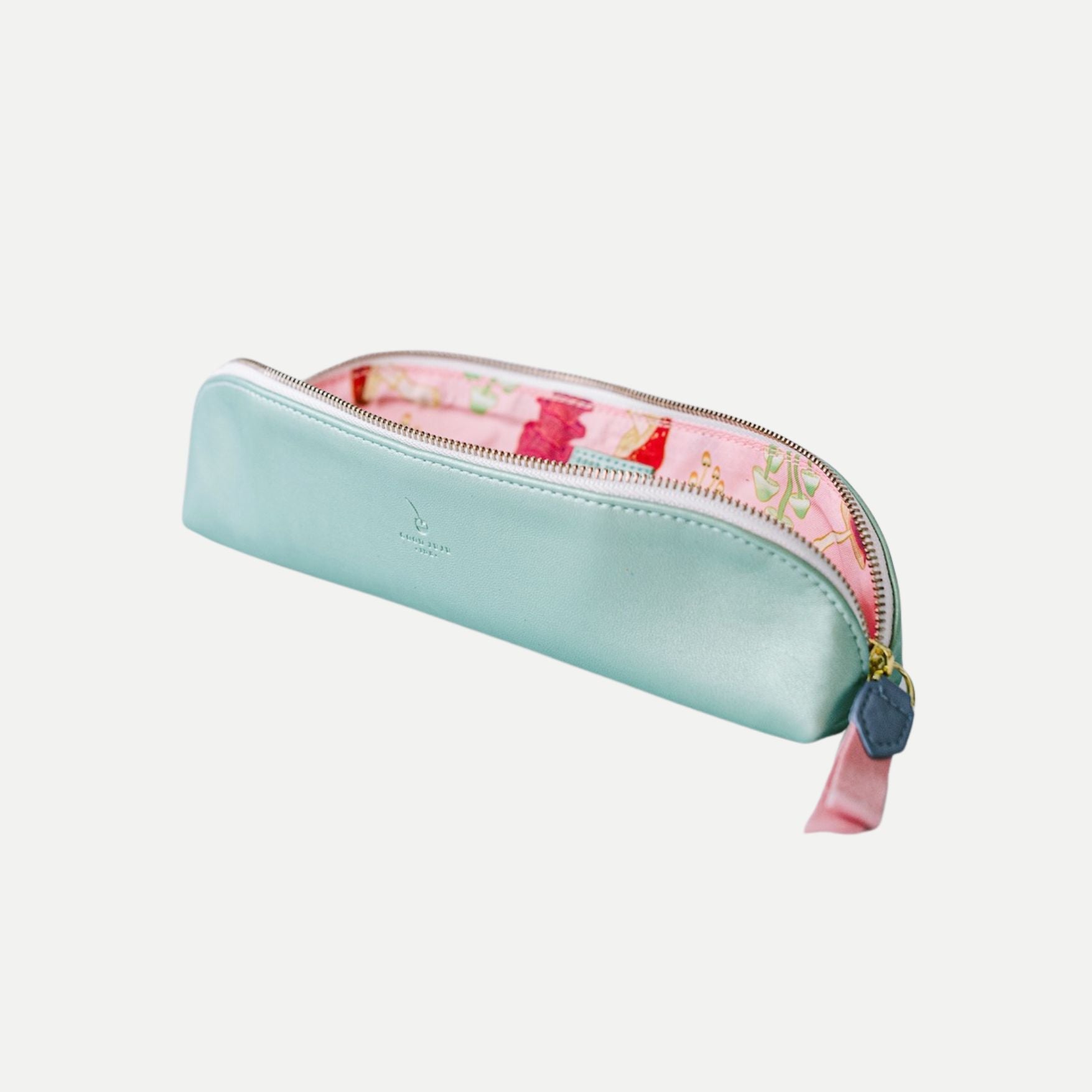 Luxe Slim Pencil Pouch - Metallic Seafoam Green