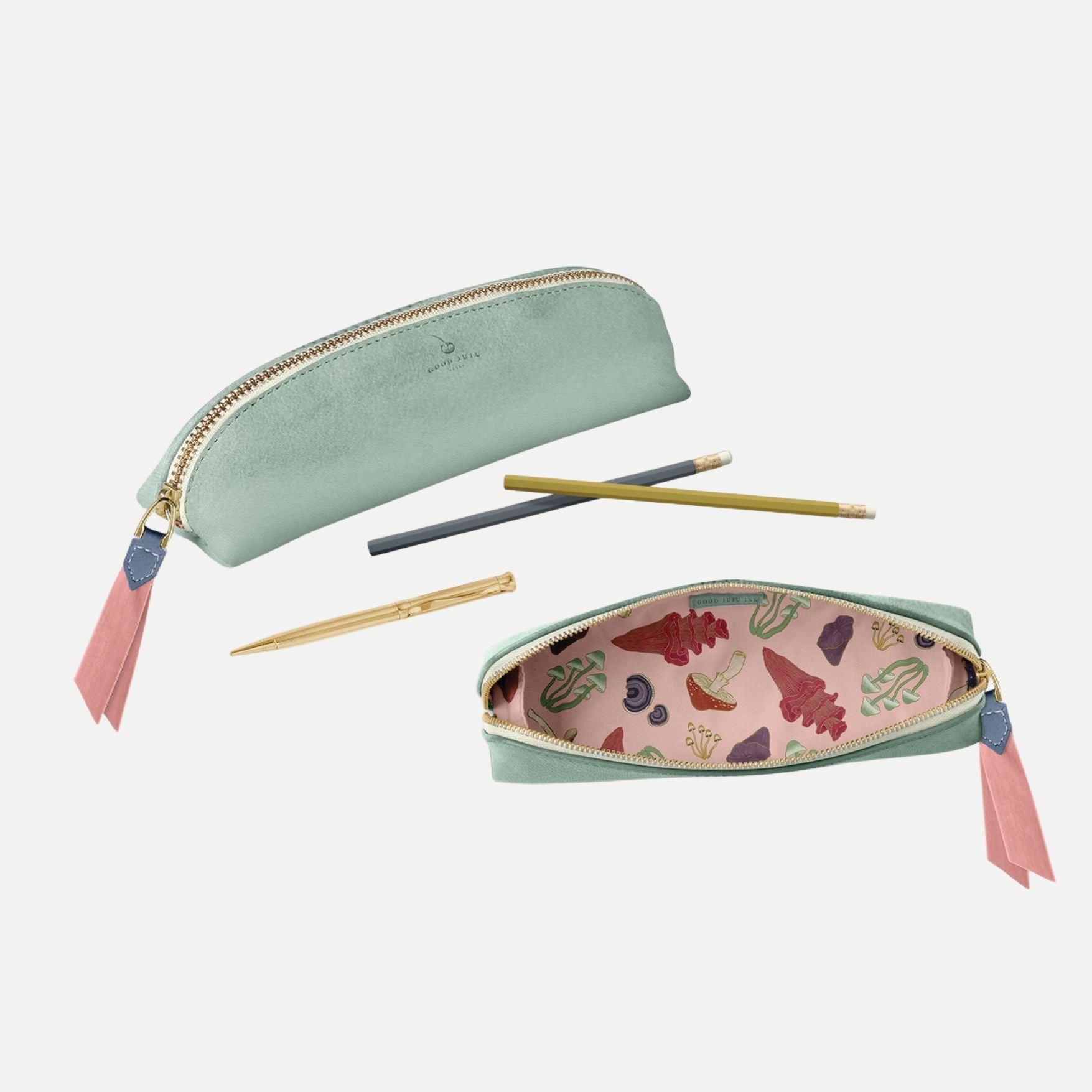 Luxe Slim Pencil Pouch - Metallic Seafoam Green