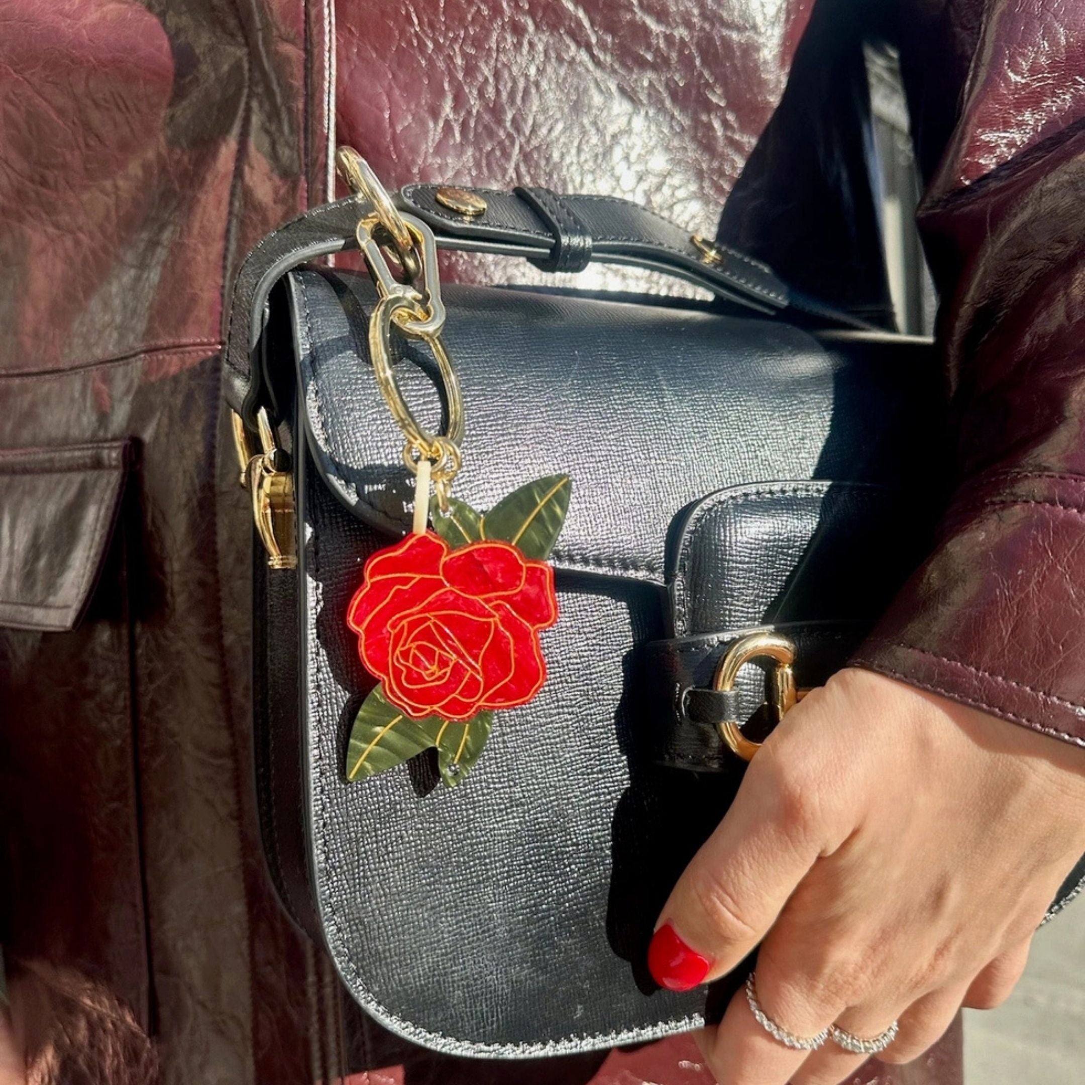 Hand-Painted Rose Bag Charm