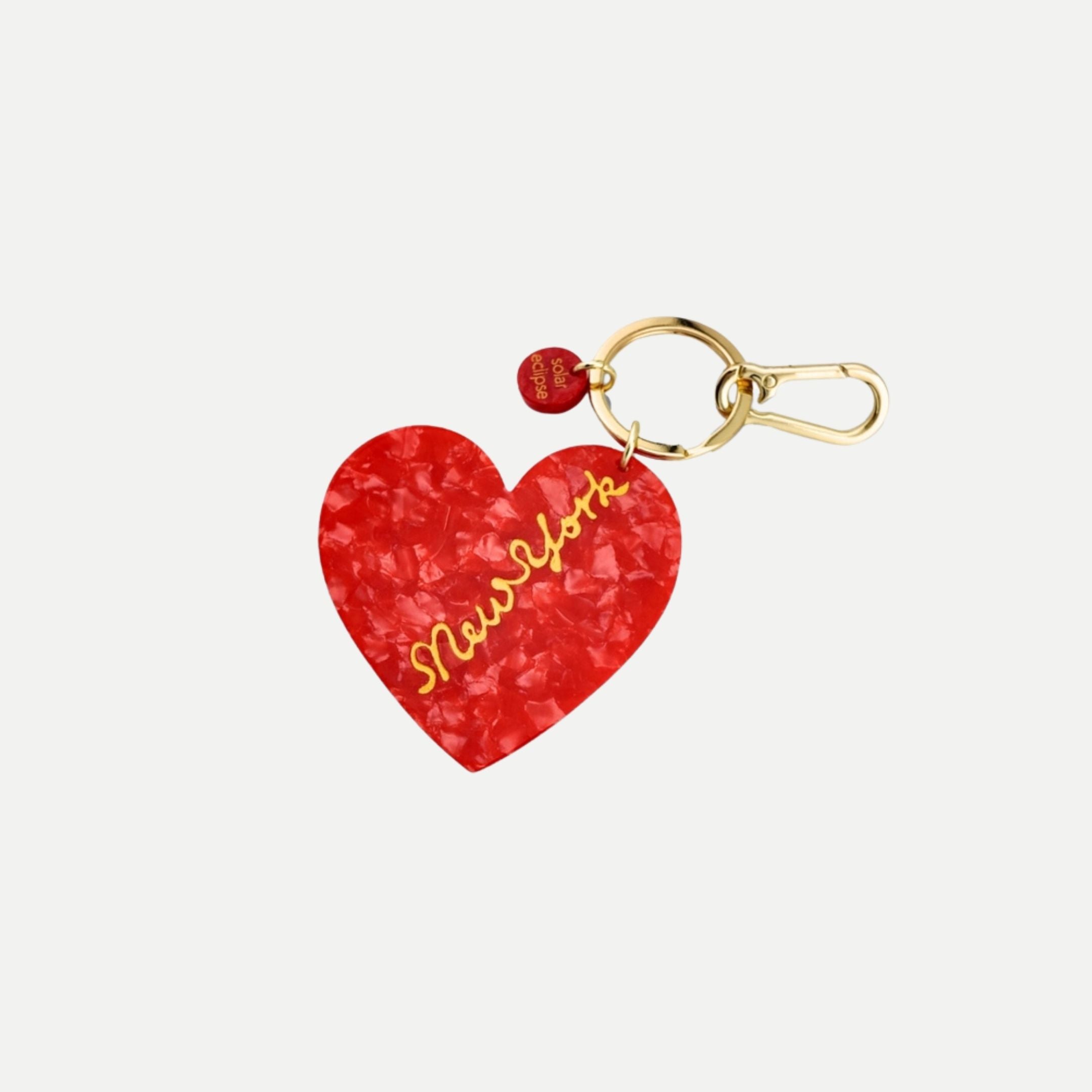 Hand-Painted New York Heart Bag Charm - Red