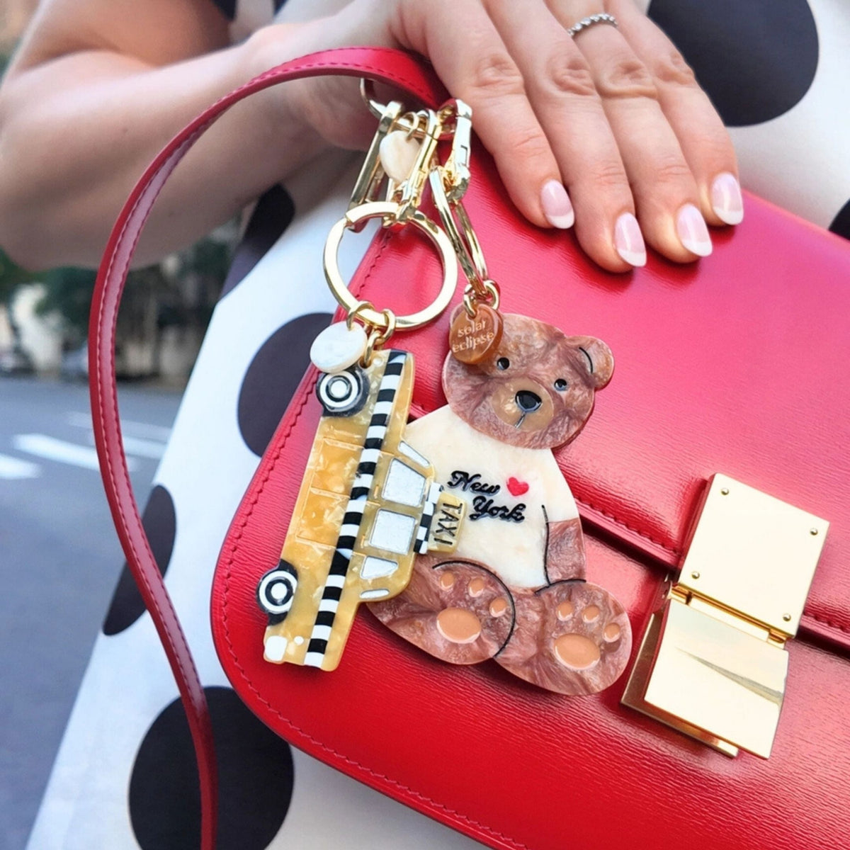 Hand-Painted New York Teddy Bear Bag Charm