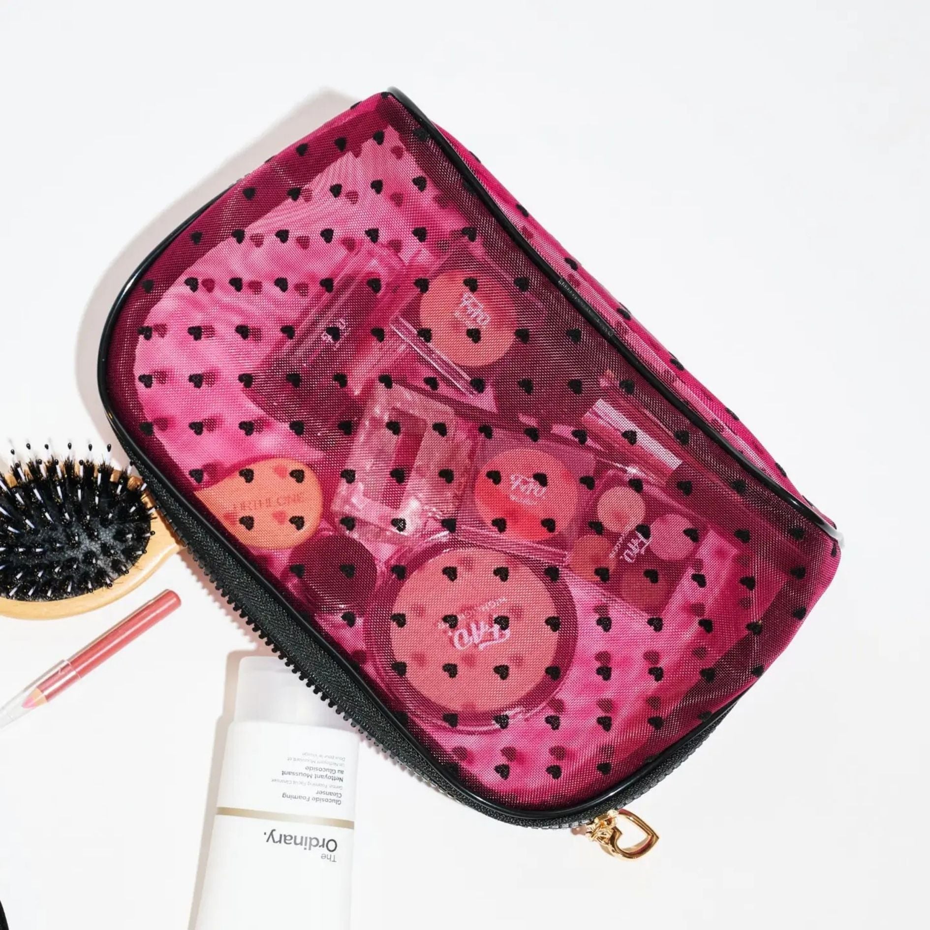 Lovelace Cosmetic Pouch - Hot Pink