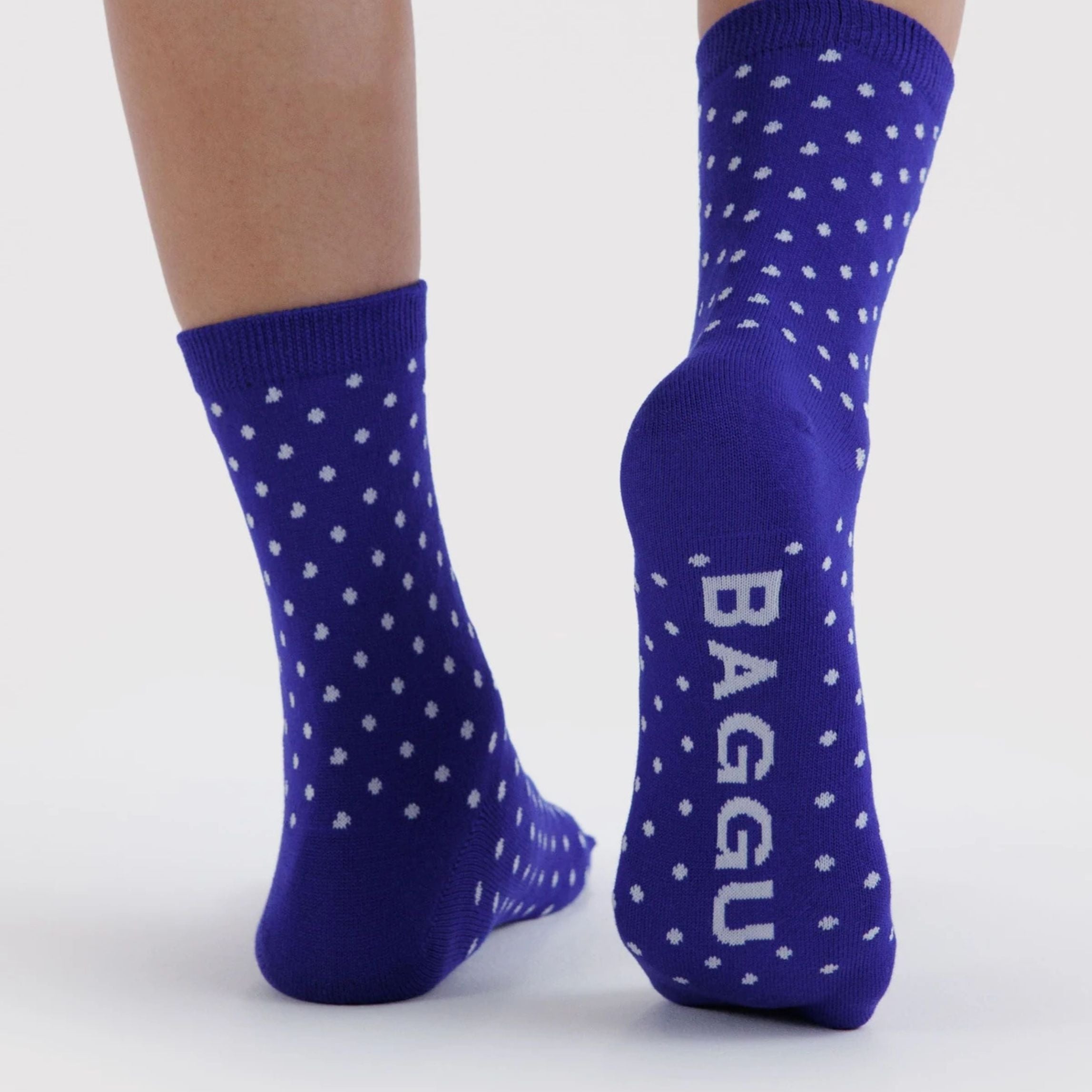 Micro Blue and White Polka Dot - Crew Sock
