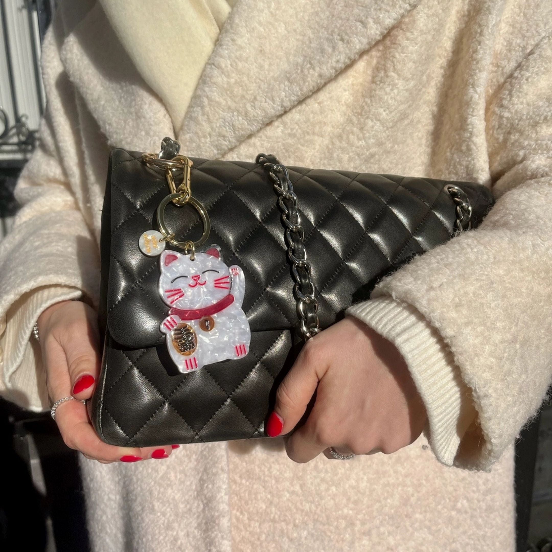 Hand-Painted Lucky Cat Bag Charm