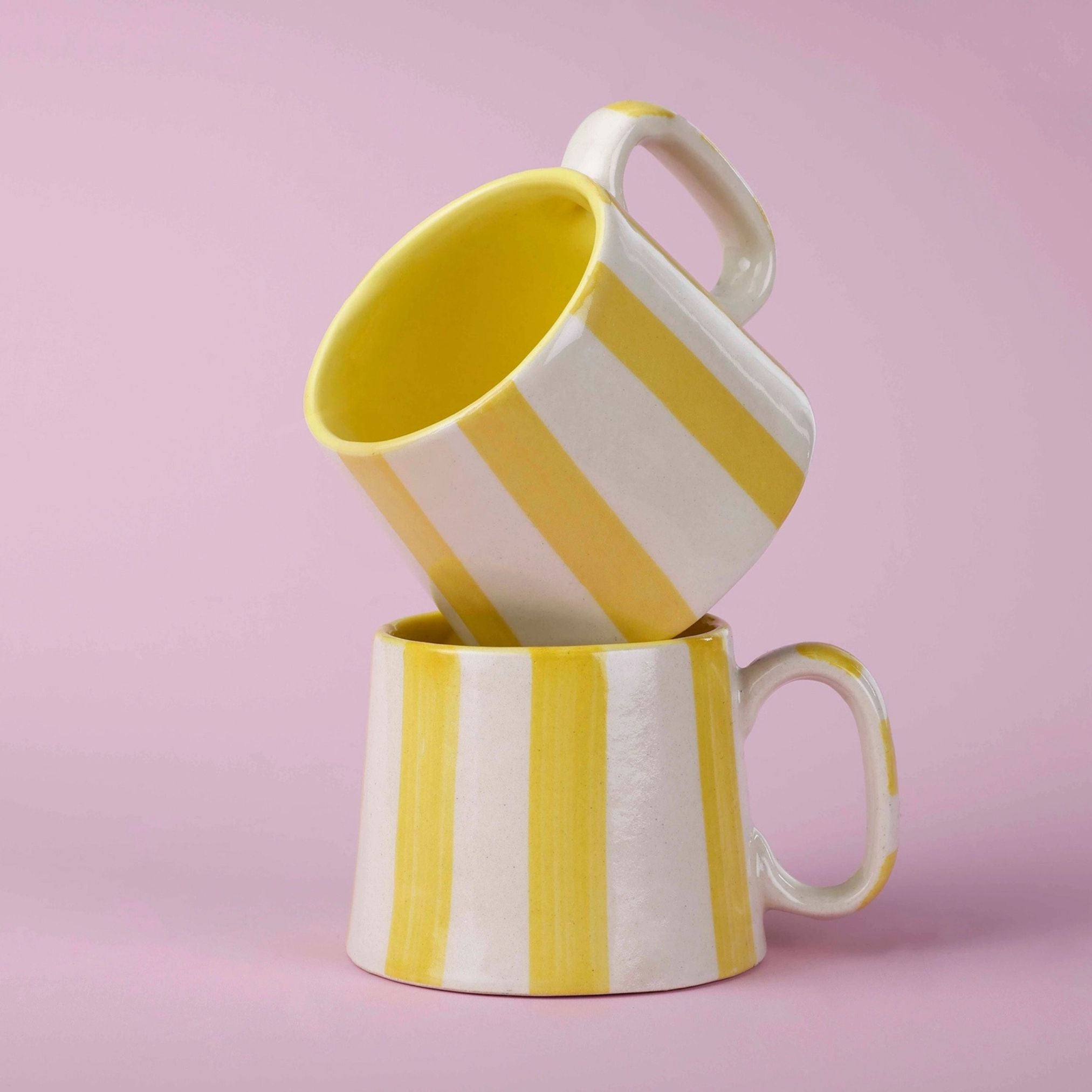 Yellow Stripe Coffee Cup