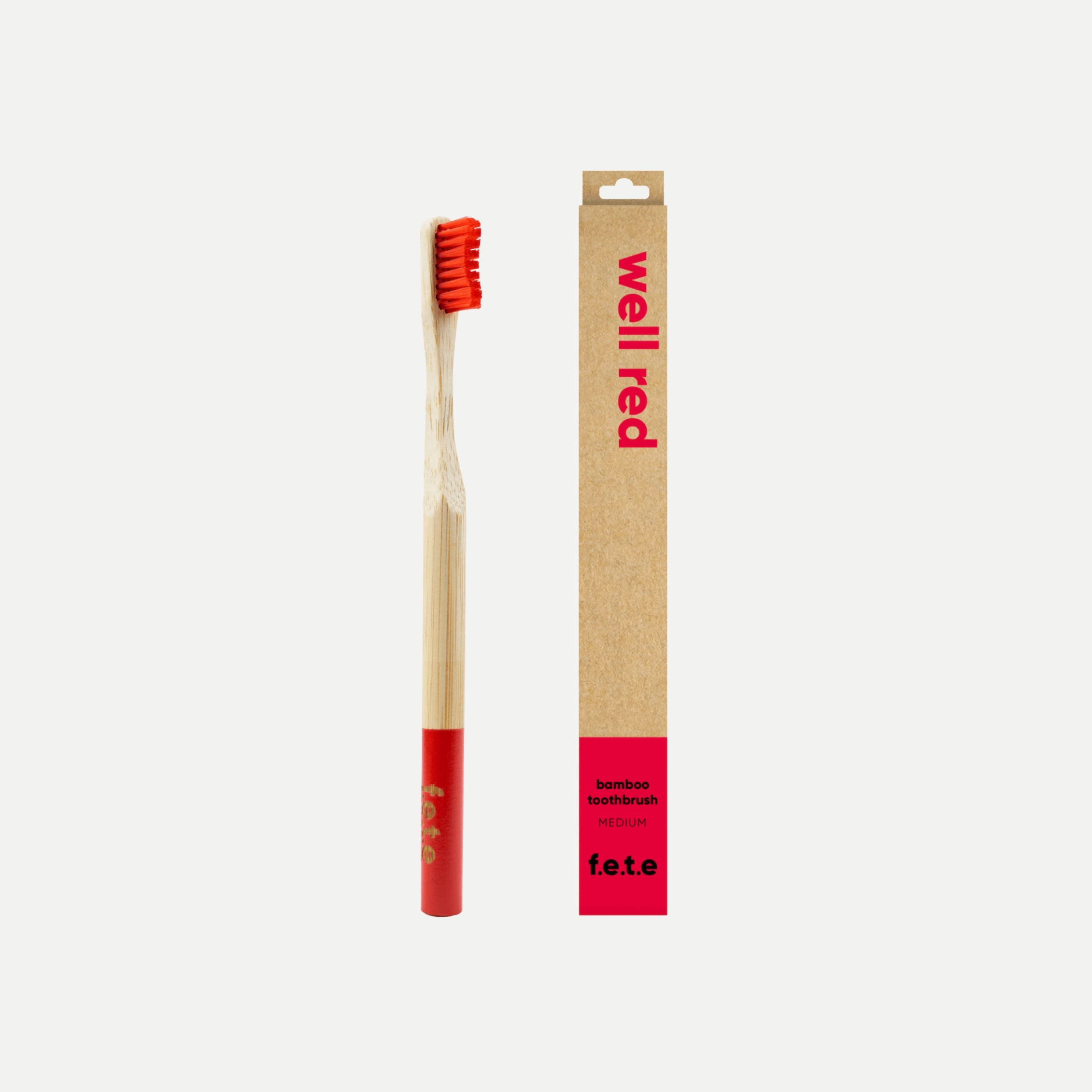 Medium Adult’s Bamboo Toothbrush - Well Red