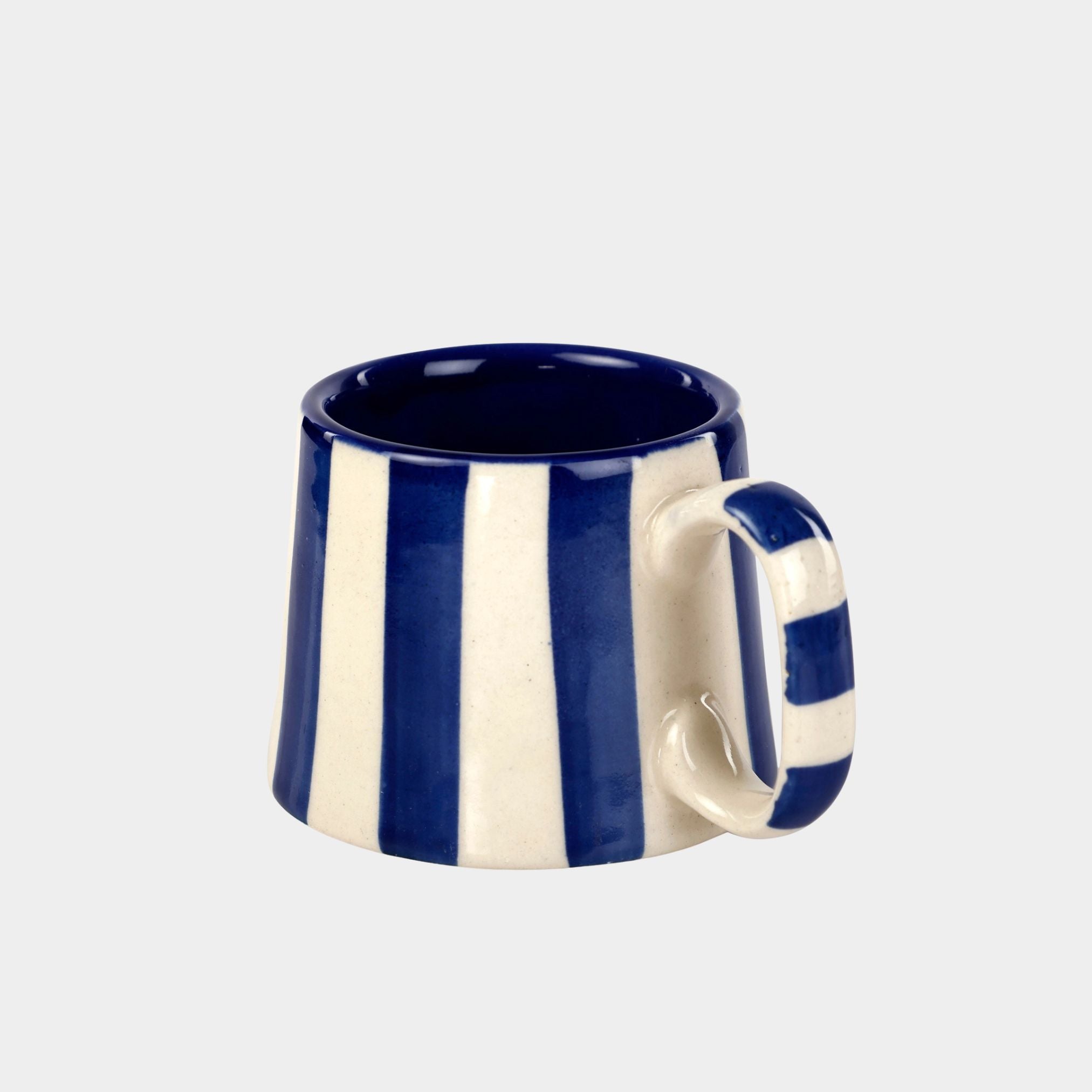 Dark Blue Stripe Coffee Cup