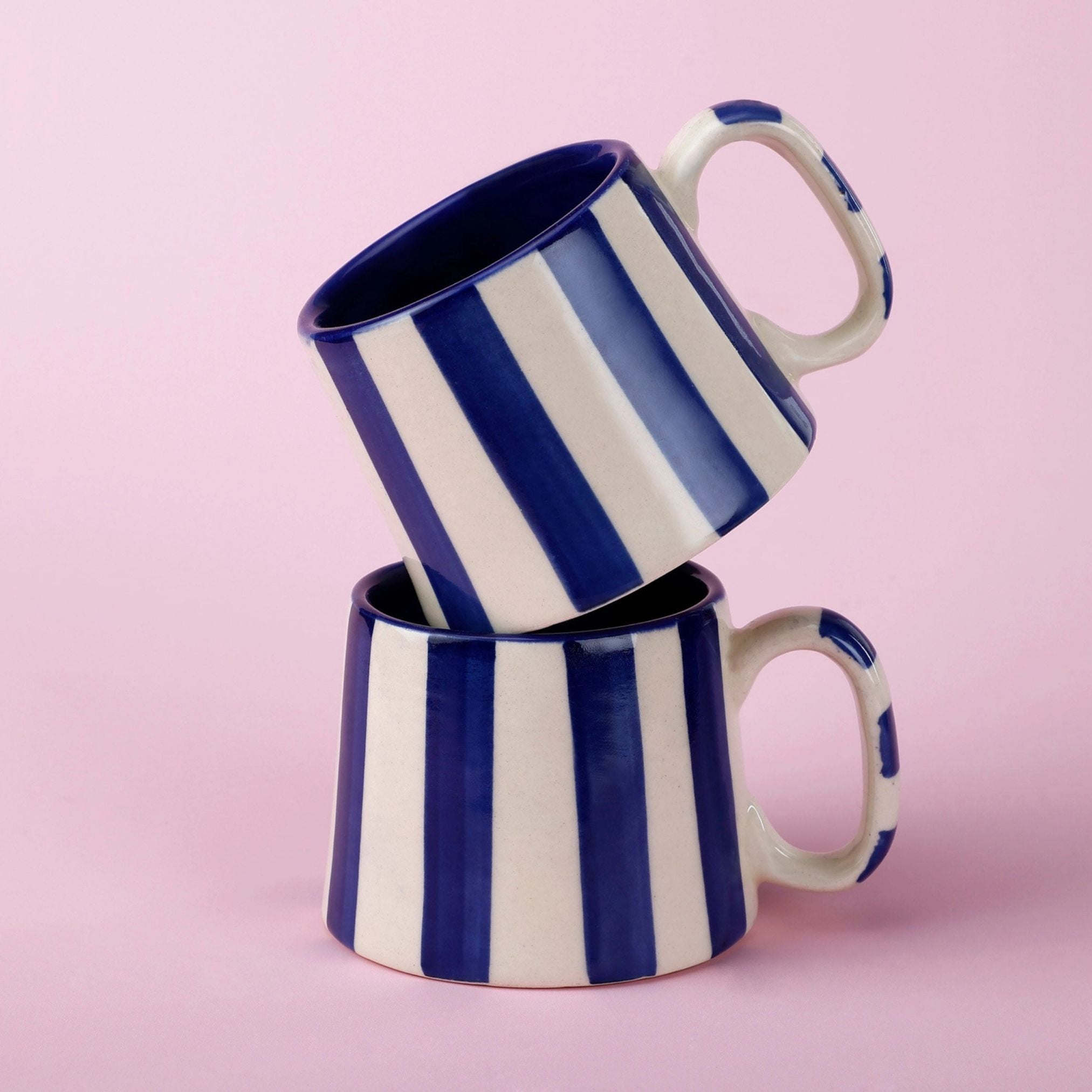 Dark Blue Stripe Coffee Cup