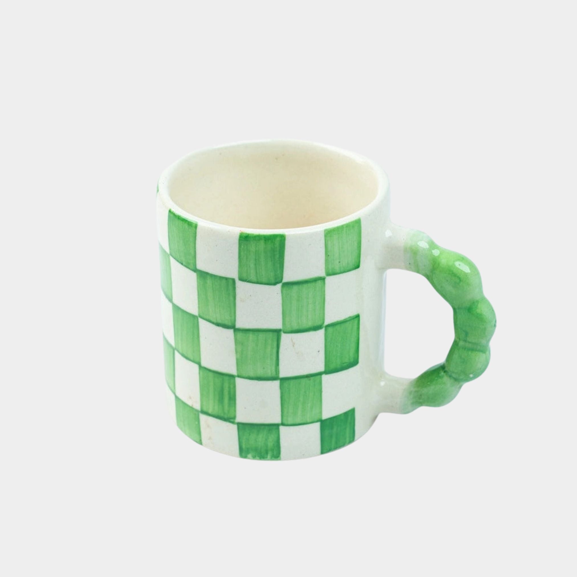 Green Checkered Ceramic Mug