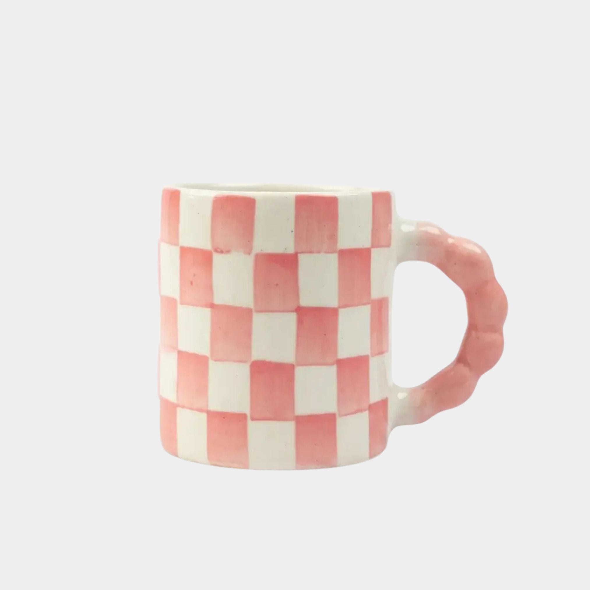 Pink Checkered Ceramic Mug