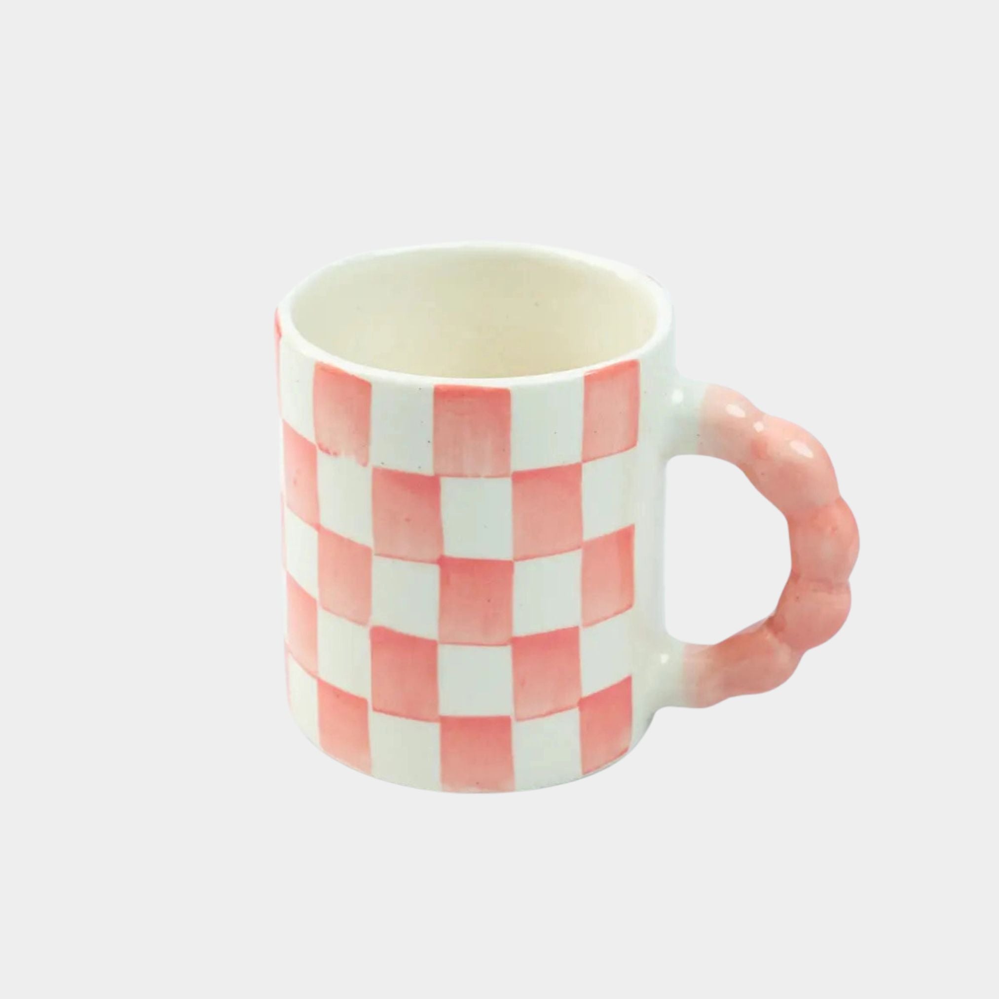 Pink Checkered Ceramic Mug