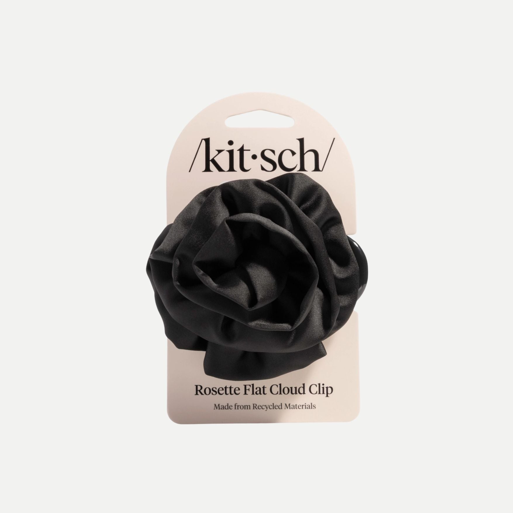 Satin Rosette Medium Flat Cloud Clip - Black