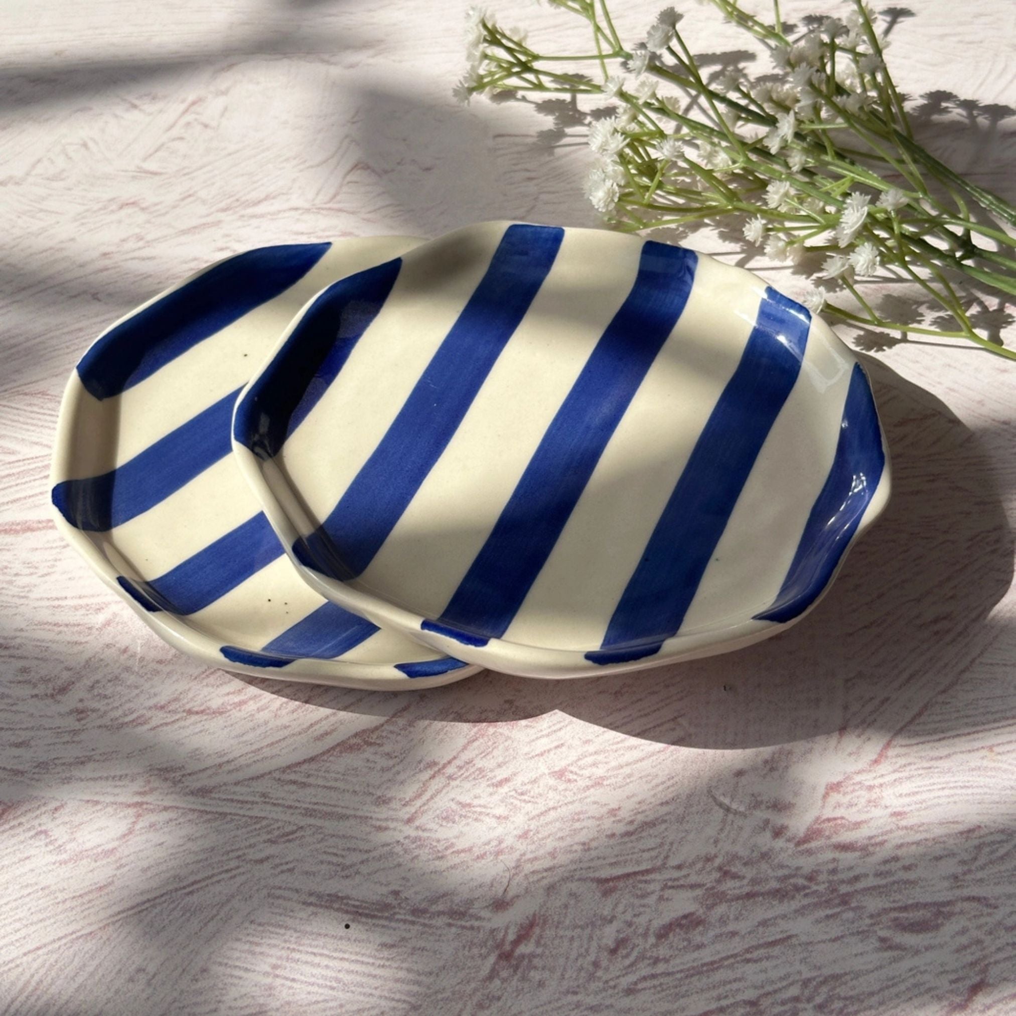 Ceramic Blue Stripe Plate