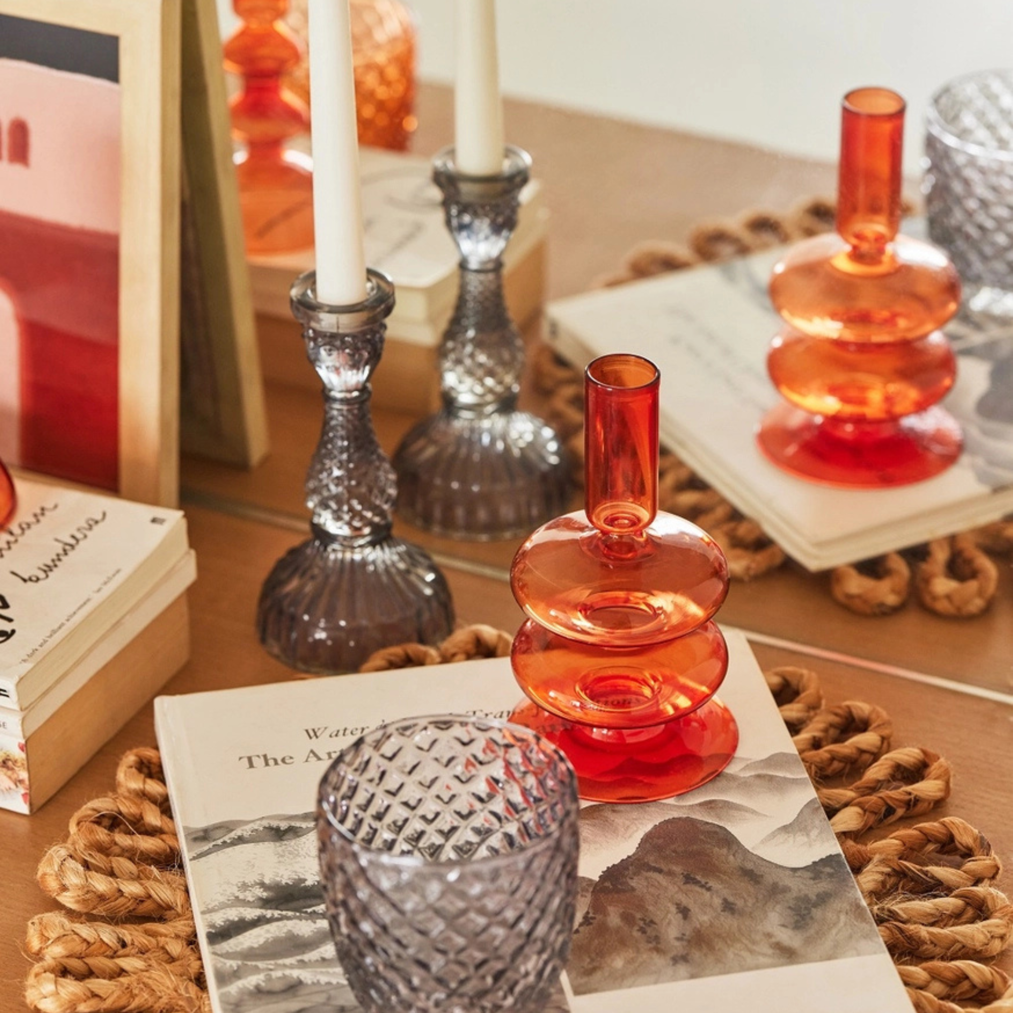 Retro Wavy Glass Candle Holder
