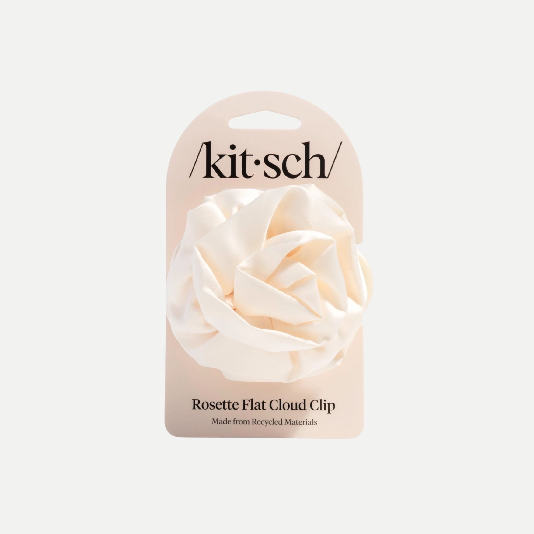 Satin Rosette Medium Flat Cloud Clip - Cream