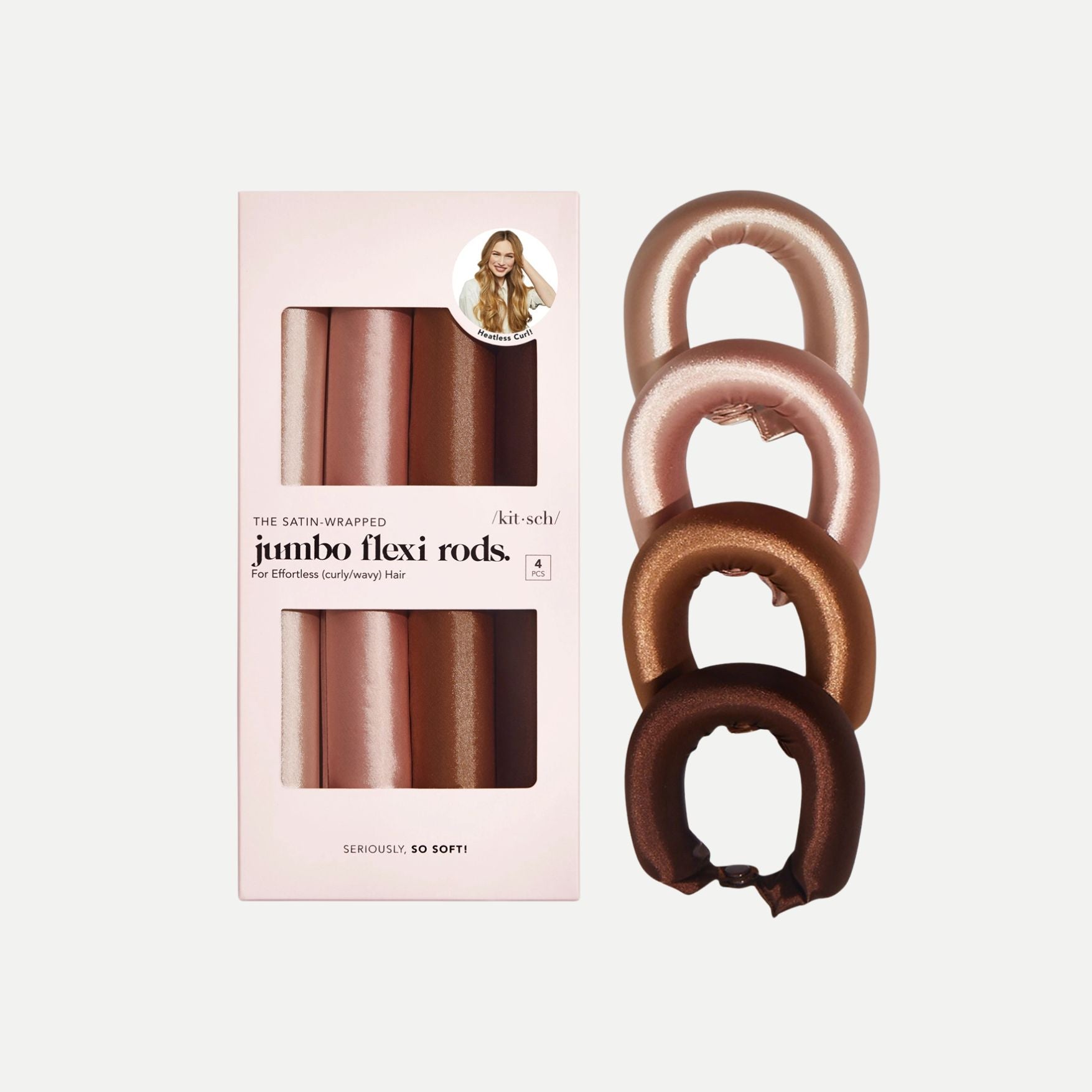 Satin Jumbo Flexi Rods 4pc Set- Rosewood