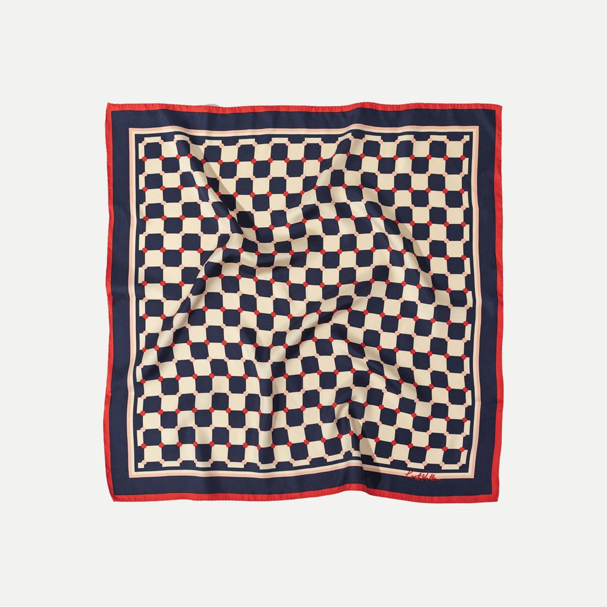 Checkerboard Silk Bandana - Blue