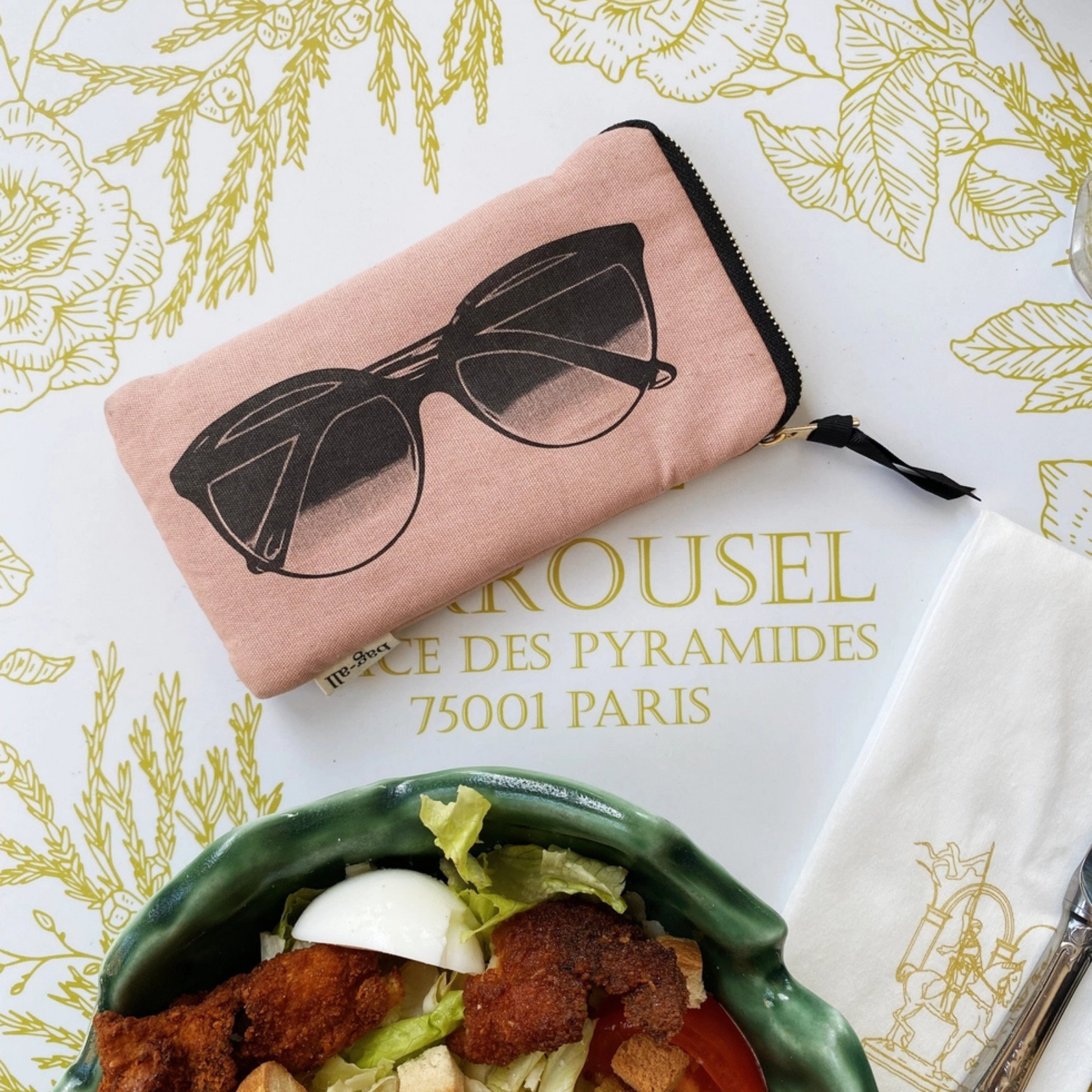 Glasses Case with Outside Pocket - Blush Pink
