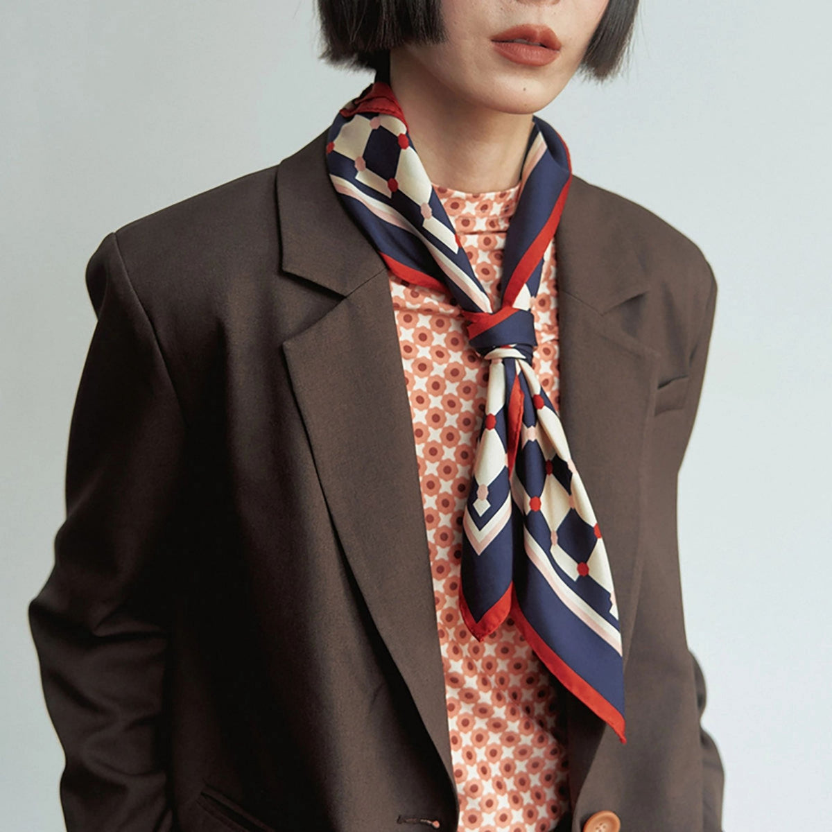 Checkerboard Silk Bandana - Blue